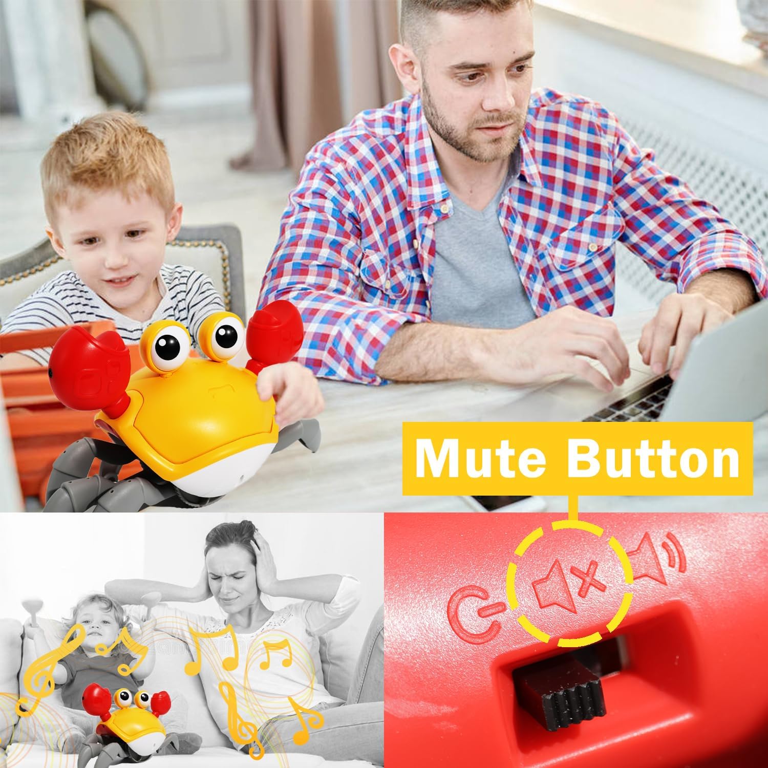 Juguetes de cangrejo para bebés, juguete interactivo para caminar, bailar, cangrejo, con música, detección de escape, lindo cangrejo, tiempo de