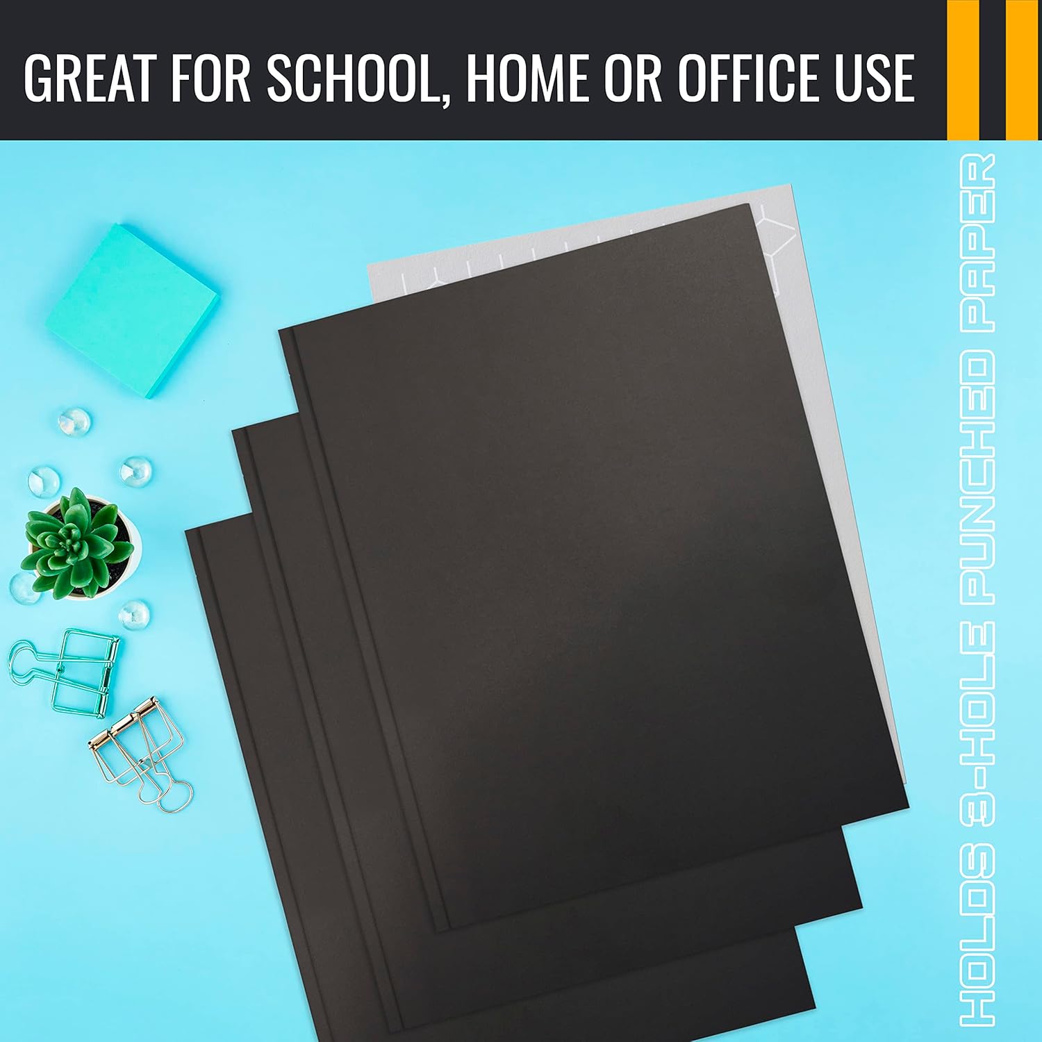 Better Office Products Carpetas de papel negro de 2 bolsillos con puntas, paquete de 50, textura mate, carpetas de papel tamaño carta, paquete de