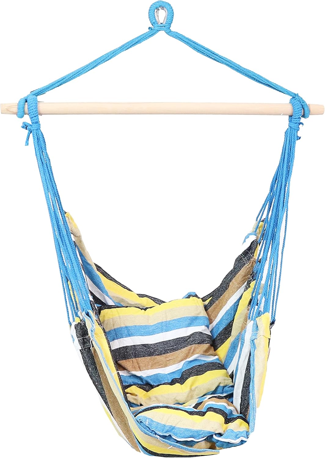Silla hamaca columpio colgante Sunnydaze, para uso exterior o interior, peso máximo 265libras, incluye 2asientos almohadones de múltiples opciones,