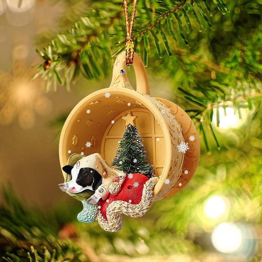 Adorno colgante de acrílico para árbol de Navidad, 8 piezas de colgantes de perro salchicha de Navidad no 3D de acrílico lindo perro salchicha con