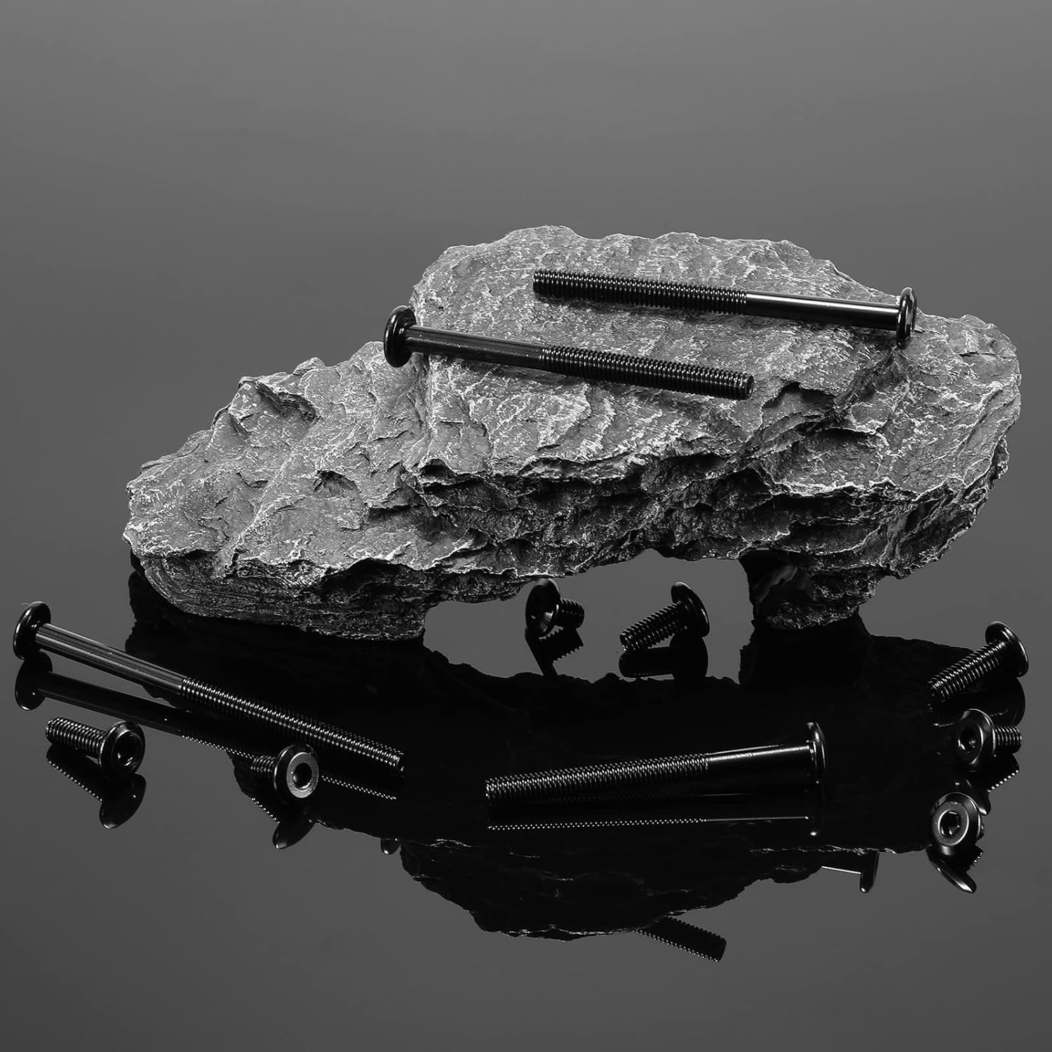 10 tornillos hexagonales de cabeza plana M6 x 2.559 in, acero inoxidable 304 18-8, parcialmente roscados, óxido negro (con llave hexagonal)