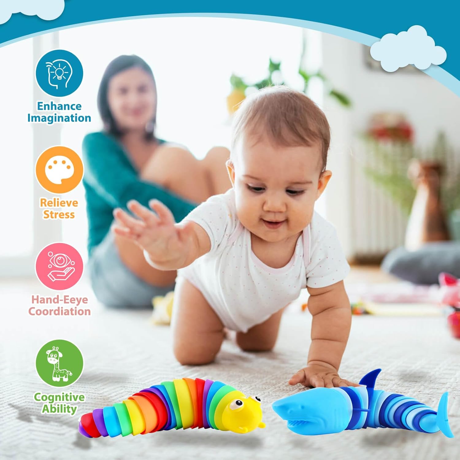 Juguetes sensoriales para ansiedad de babosas, juguete sensorial para niños pequeños, juguete para aliviar el estrés, TDAH y autismo, idea de regalo