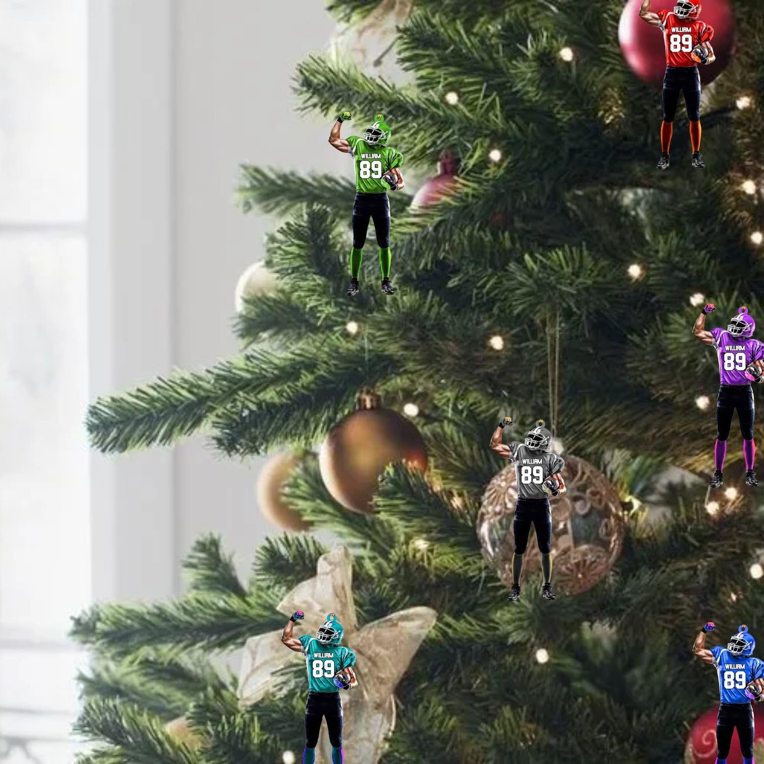 Podagree – Adornos de fútbol personalizados con nombre de 2023, adornos de Navidad de madera, adorno para colgar en el árbol de Navidad, decoración