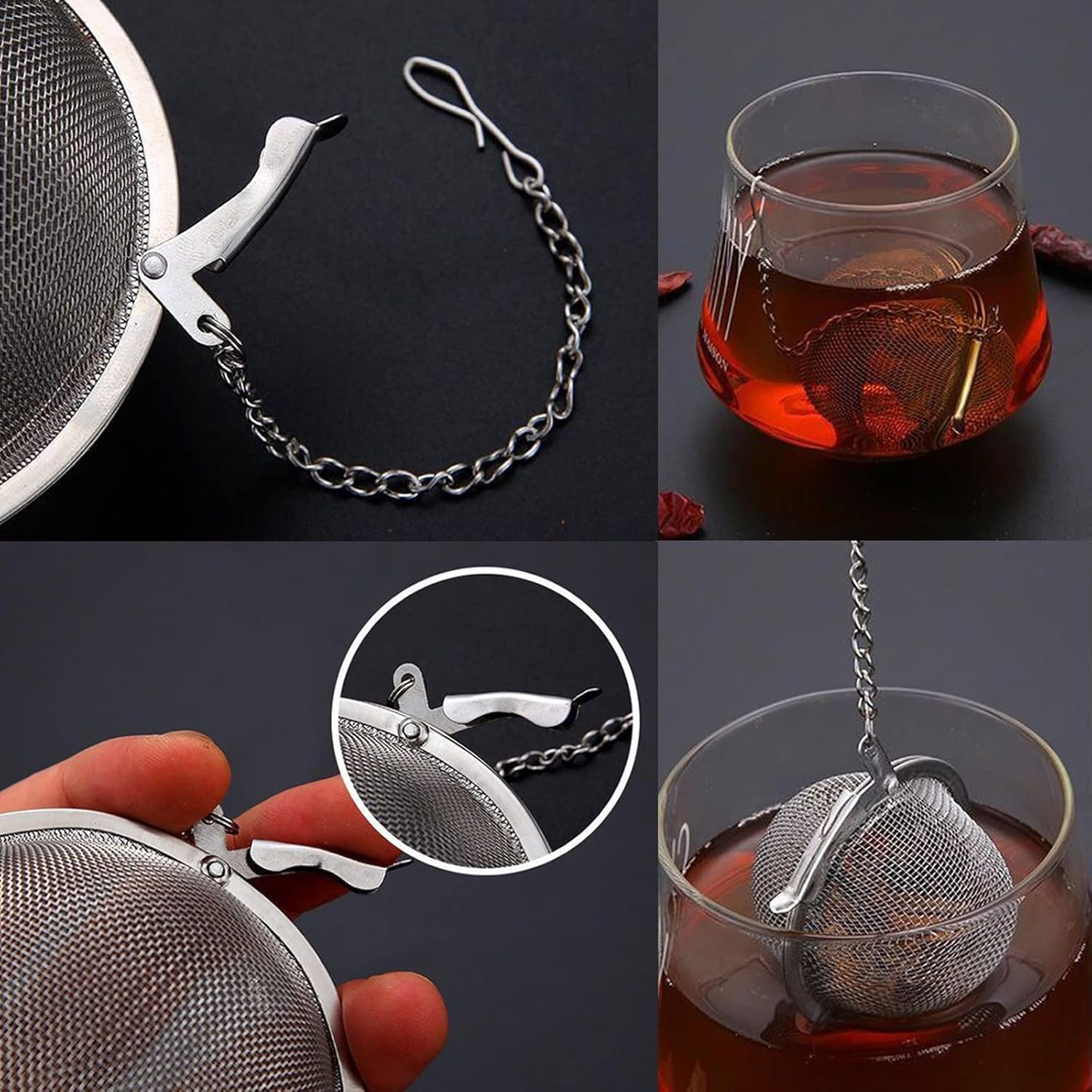 Infusor de té de 2 piezas, colador de té mejorado de 3.5 pulgadas, infusores de té de primera calidad para té suelto, té más pronunciado, bola de té