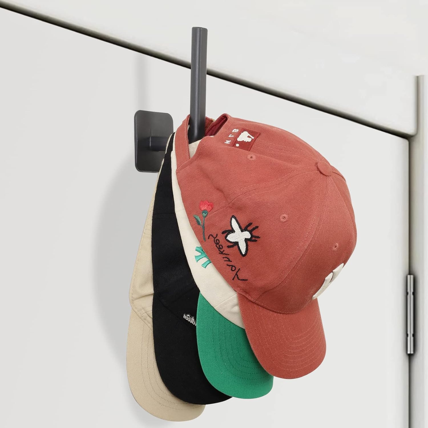 Perchero para gorras de béisbol, ganchos adhesivos para sombreros para pared, organizador de gorras de béisbol, sin perforaciones, soporte fuerte