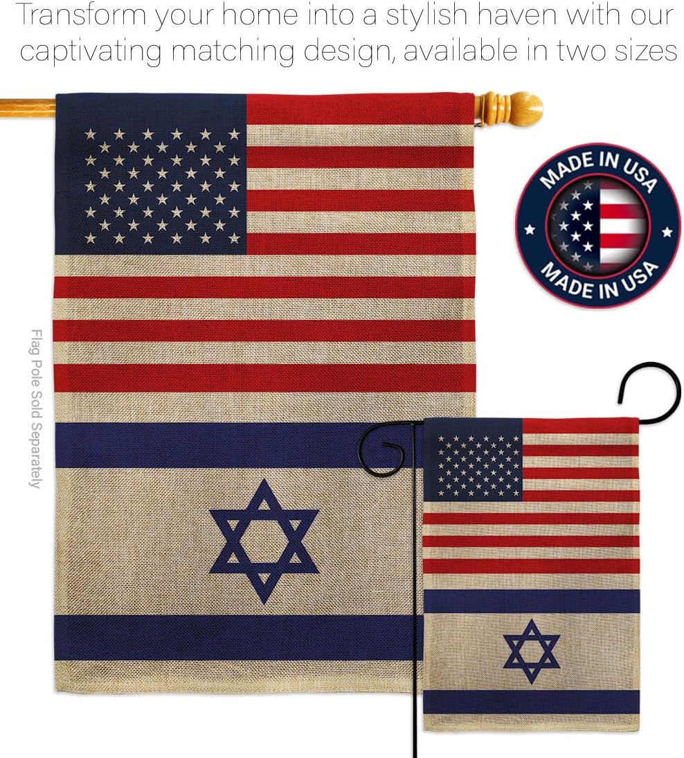 Americana Home & Garden Bandera israelí de Israel de Estados Unidos para exteriores, paquete de pancartas para jardín, pared al aire libre, puerta,