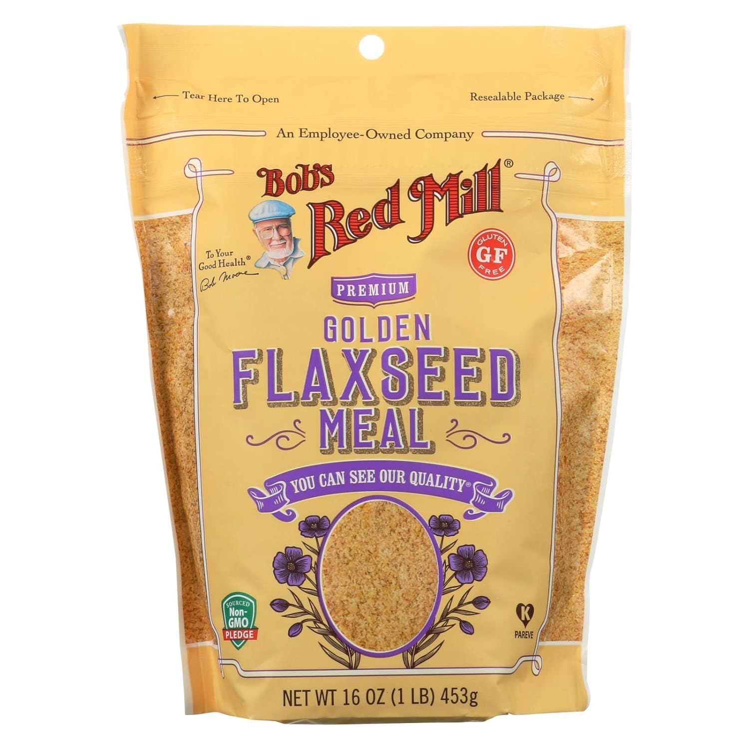 BOB’S RED MILL, Harina de linaza, dorada, paquete de 4, tamaño 16 onzas, (Kosher sin gluten)4