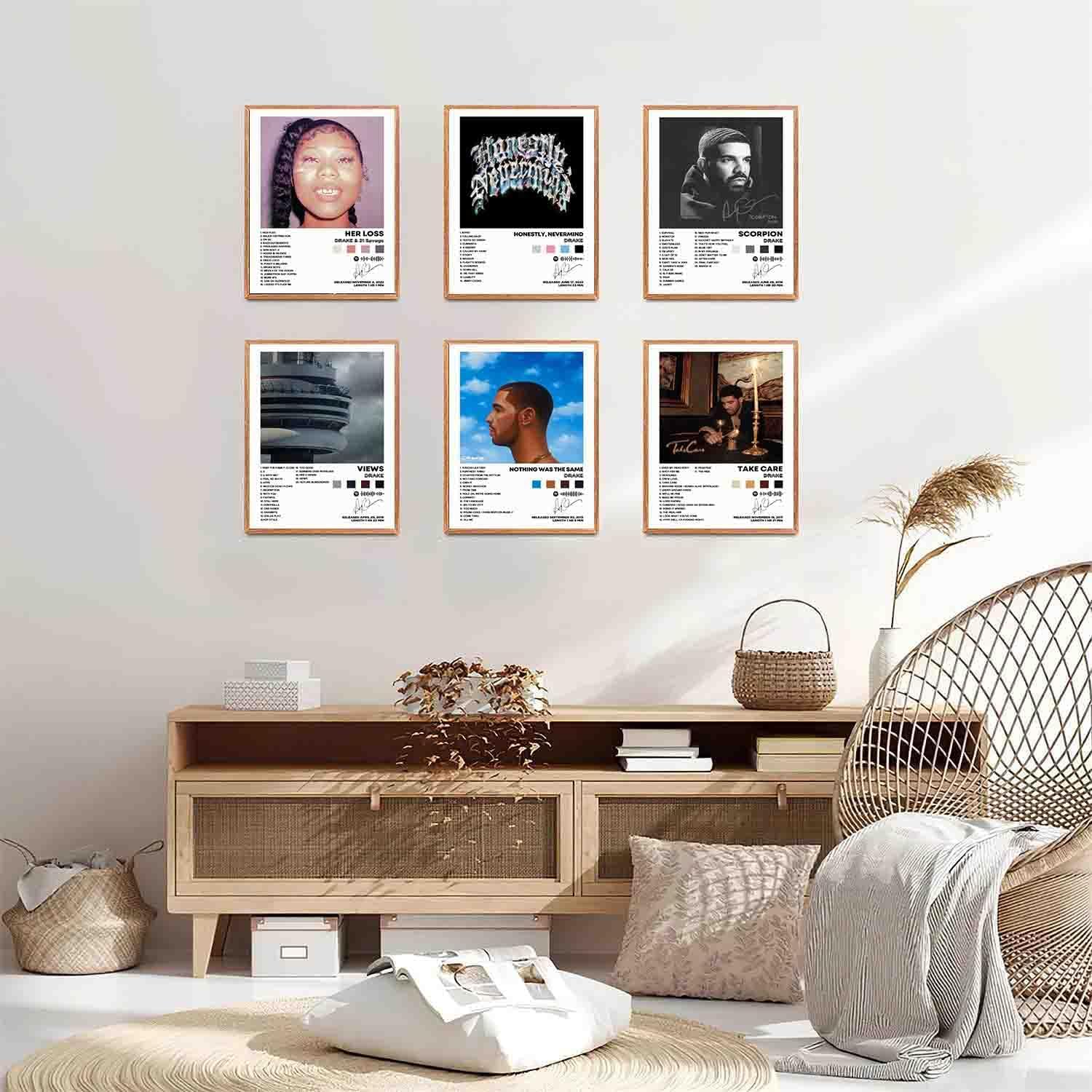 DIDIDO Drake – Póster impreso limitado para portada de álbum, póster de música de rapero, lienzo de arte de pared, juego de 6 para decoración de