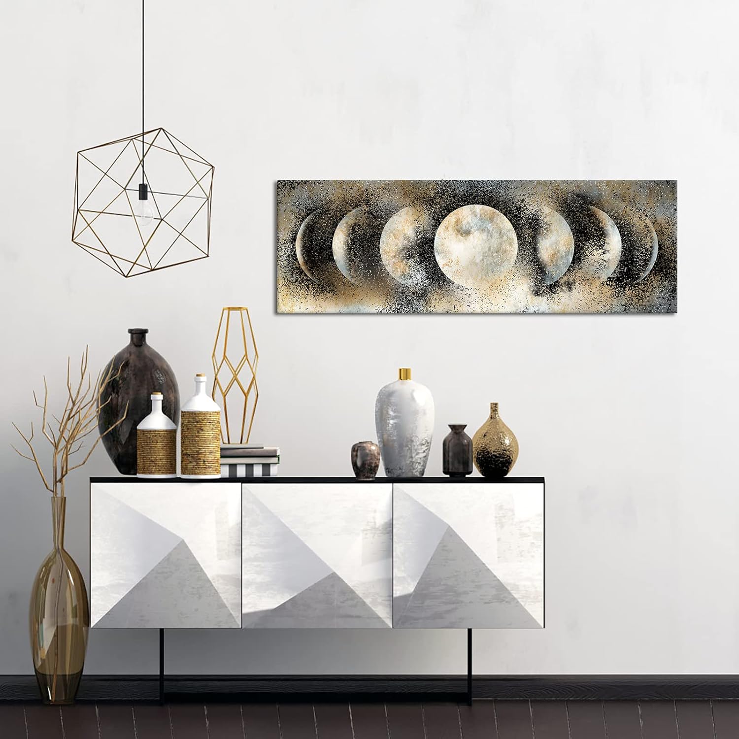 RnnJoile Lienzo decorativo para pared, diseño de fase lunar, póster de astrología, escena espacial, impresiones para decoración moderna del hogar y