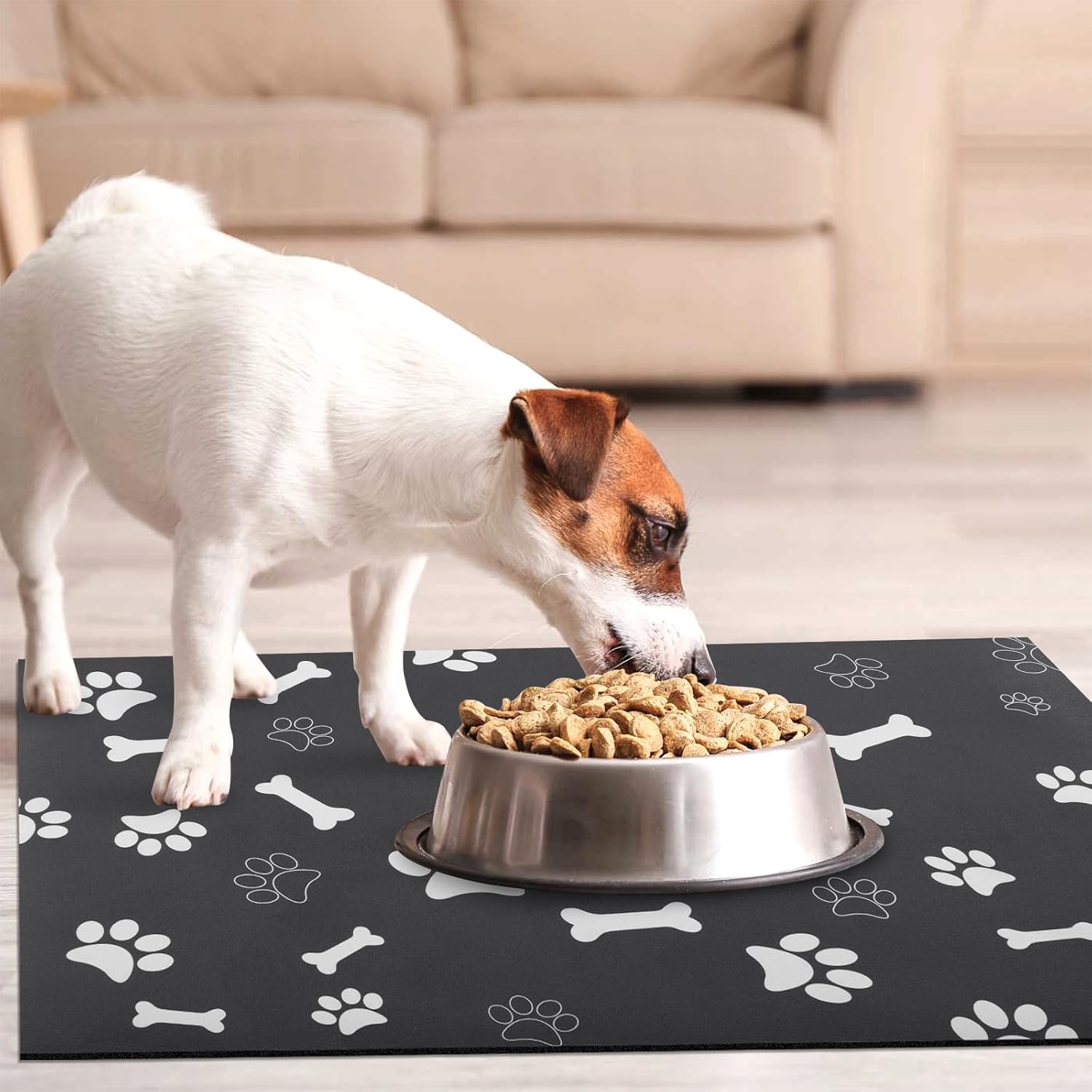 Tapete de alimentación para mascotas, 12 x 20 pulgadas, tapete absorbente de comida para perros y cuenco de agua, almohadilla de secado rápido para