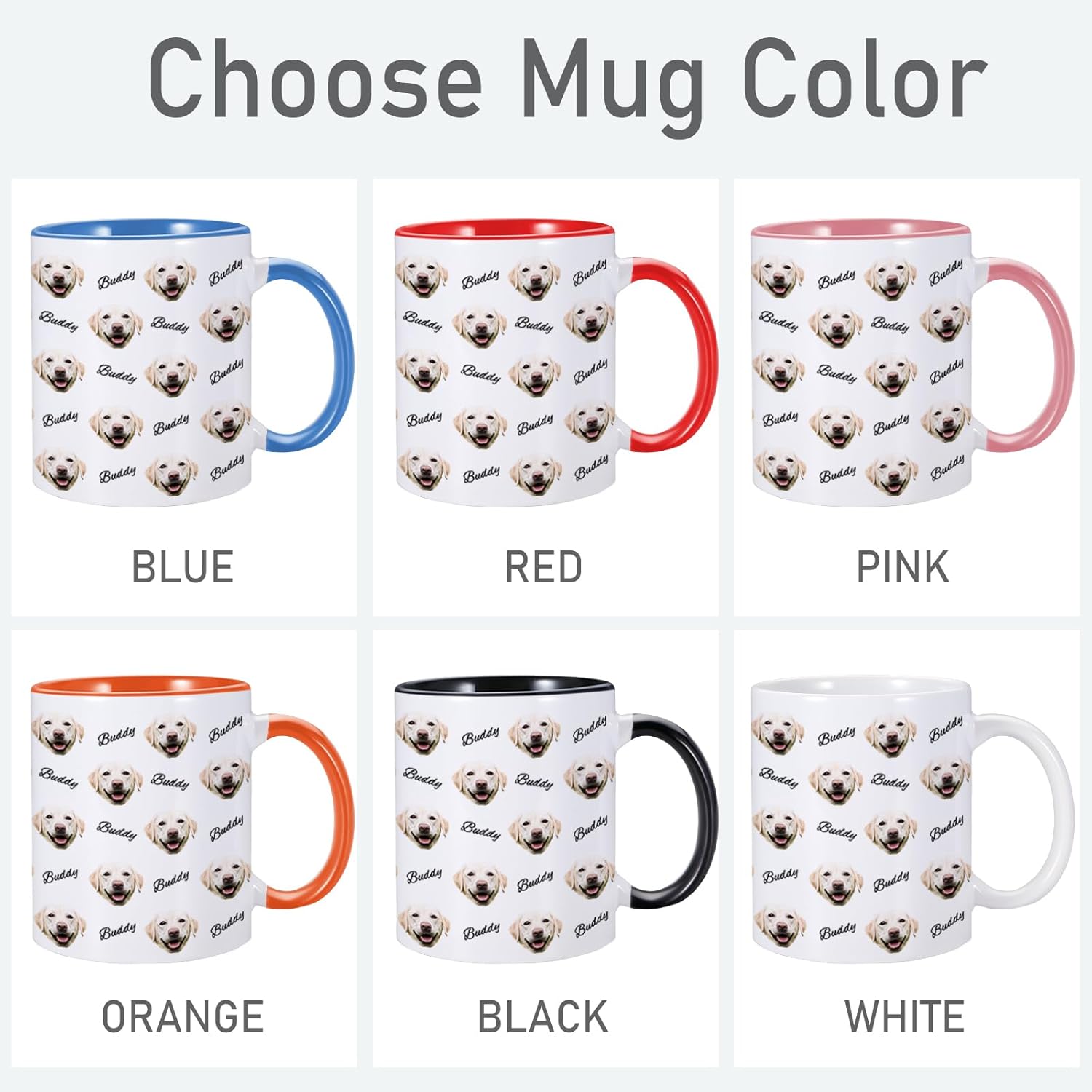Taza personalizada con nombre de cara de perro, taza de café personalizada, taza de foto de perro personalizada de 11 onzas, regalos para amantes de