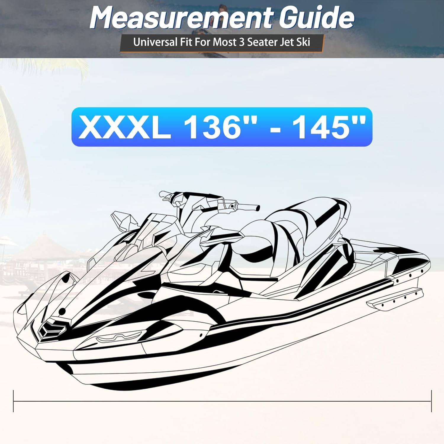 Funda para moto acuática, impermeable, resistente al desgarro y a la decoloración, con 3 hebillas resistentes al viento y ventilación de aire