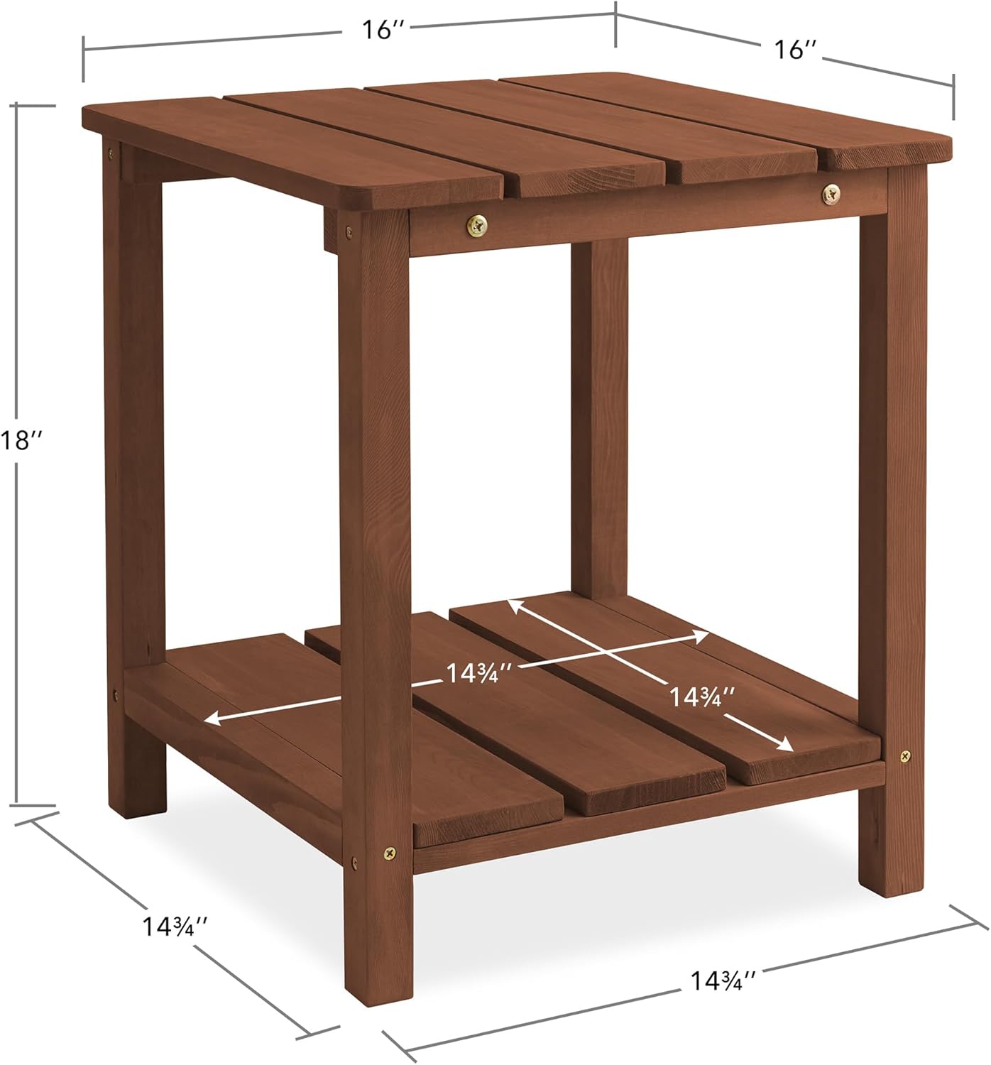 Casafield Adirondack Mesa auxiliar, mesa auxiliar de madera de cedro para exteriores con estante para patio, terraza, césped y jardín, color espresso