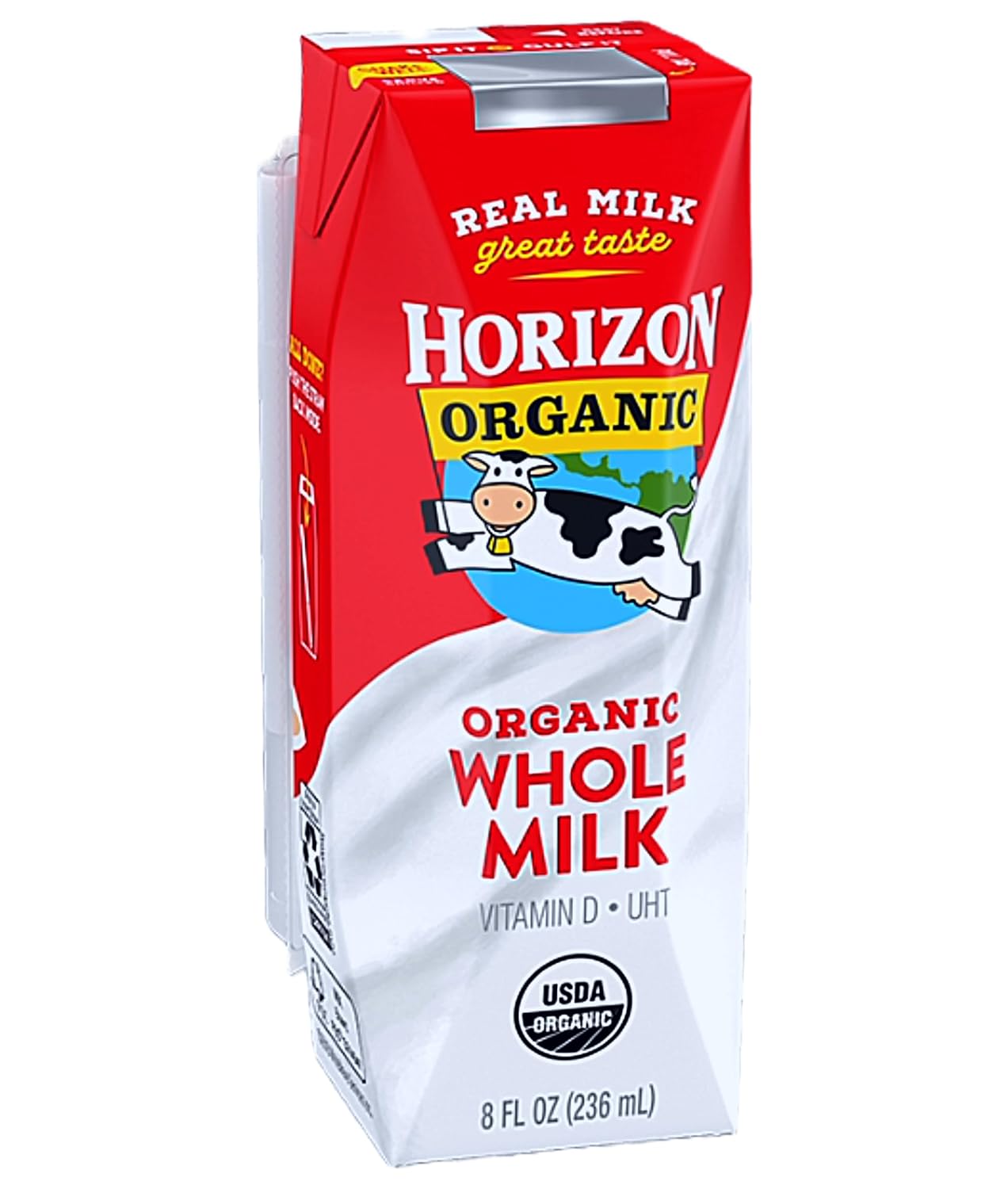 Leche orgánica, leche entera orgánica Horizon  Leche permanente, surtido de leche alimentada con pasto de vainilla, chocolate y fresa, cajas de