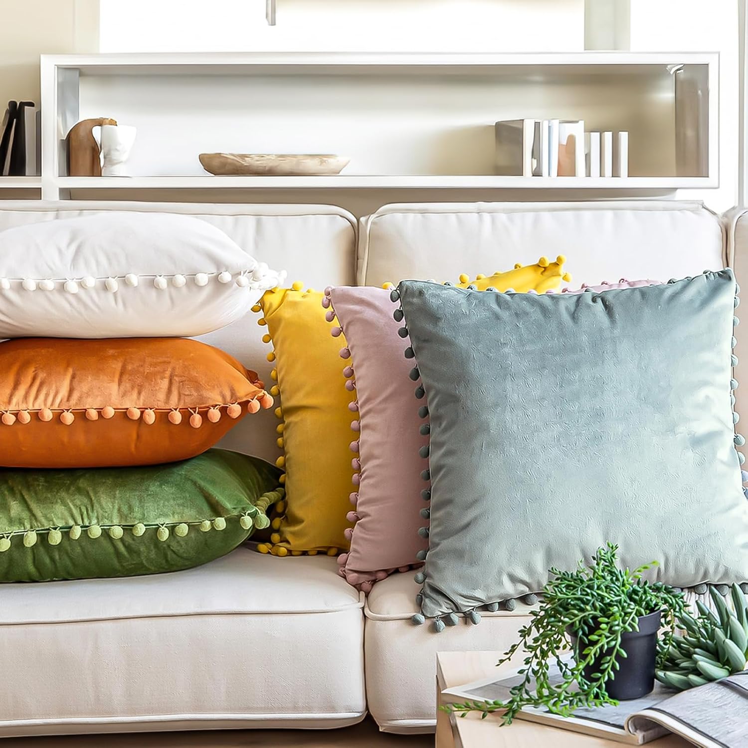 ARLTTH Juego de 2 fundas de almohada decorativas de terciopelo suave, fundas de cojín cuadradas sólidas para decoración del hogar, sofá, dormitorio,