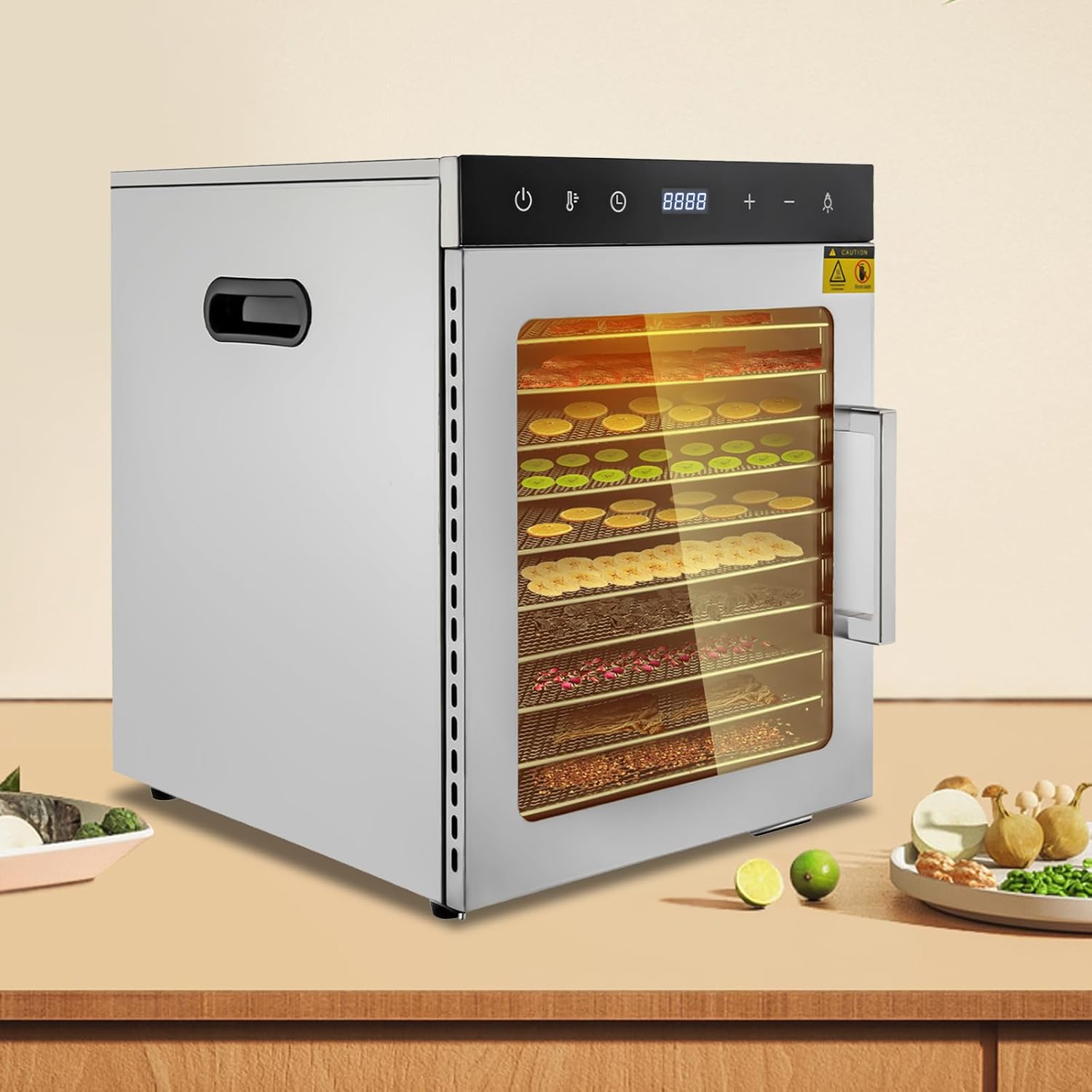 Deshidratador de alimentos, máquina eléctrica de secado de alimentos de 800 W con temperatura digital y temporizador, 10 bandejas de acero