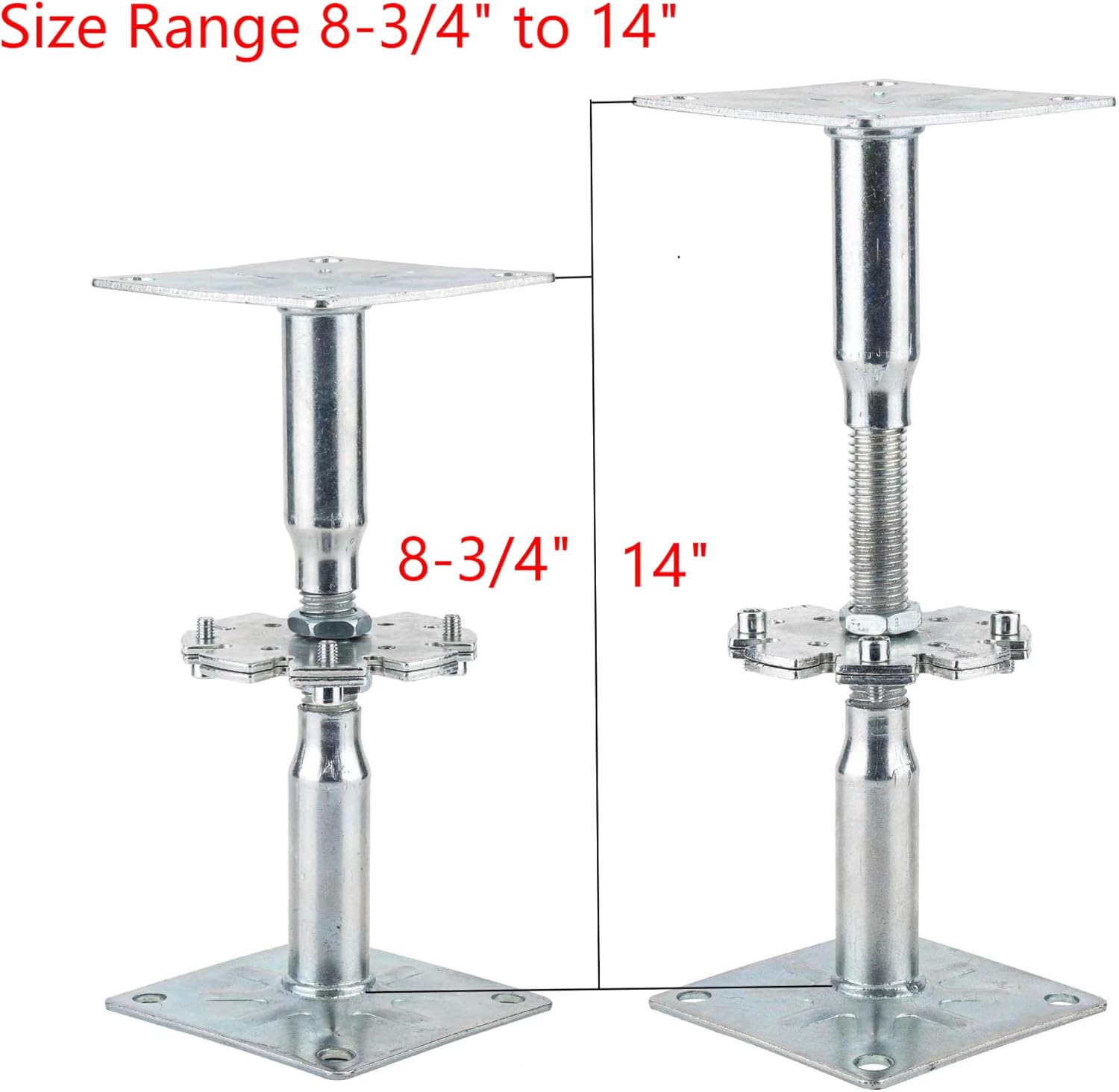 Pavimentadora de pedestal ajustable, soporte de piso para elevación, soporte inferior de piso, mini conector de poste, rango de tamaños de 4-58 a 8