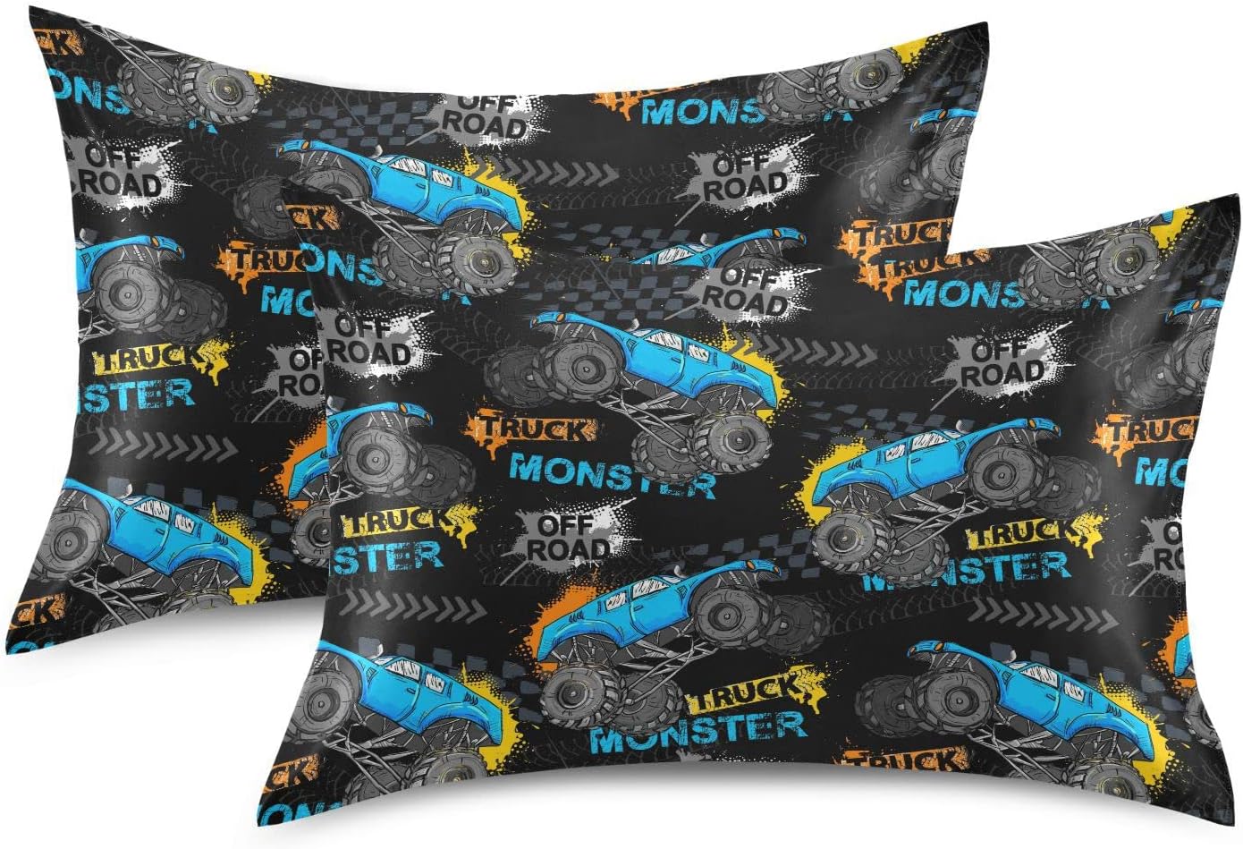 Monster Truck Tires01 Boby – Fundas de almohada de seda para cabello y piel con cierre de sobre, funda de almohada de satén tamaño estándar para