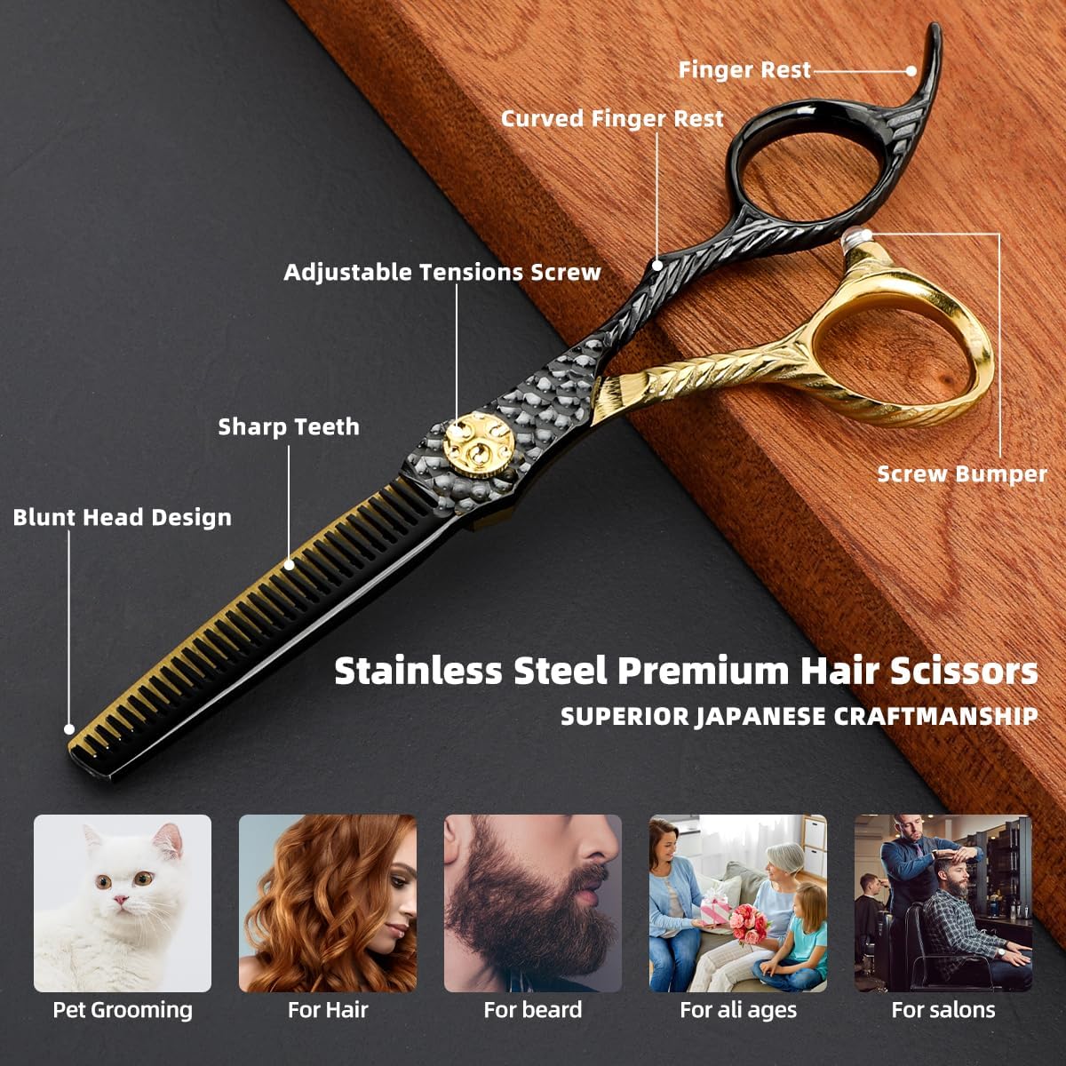 Tijeras profesionales de corte de pelo de peluquería 440C de acero inoxidable, tijeras de adelgazamiento, herramientas de salón para regalos de