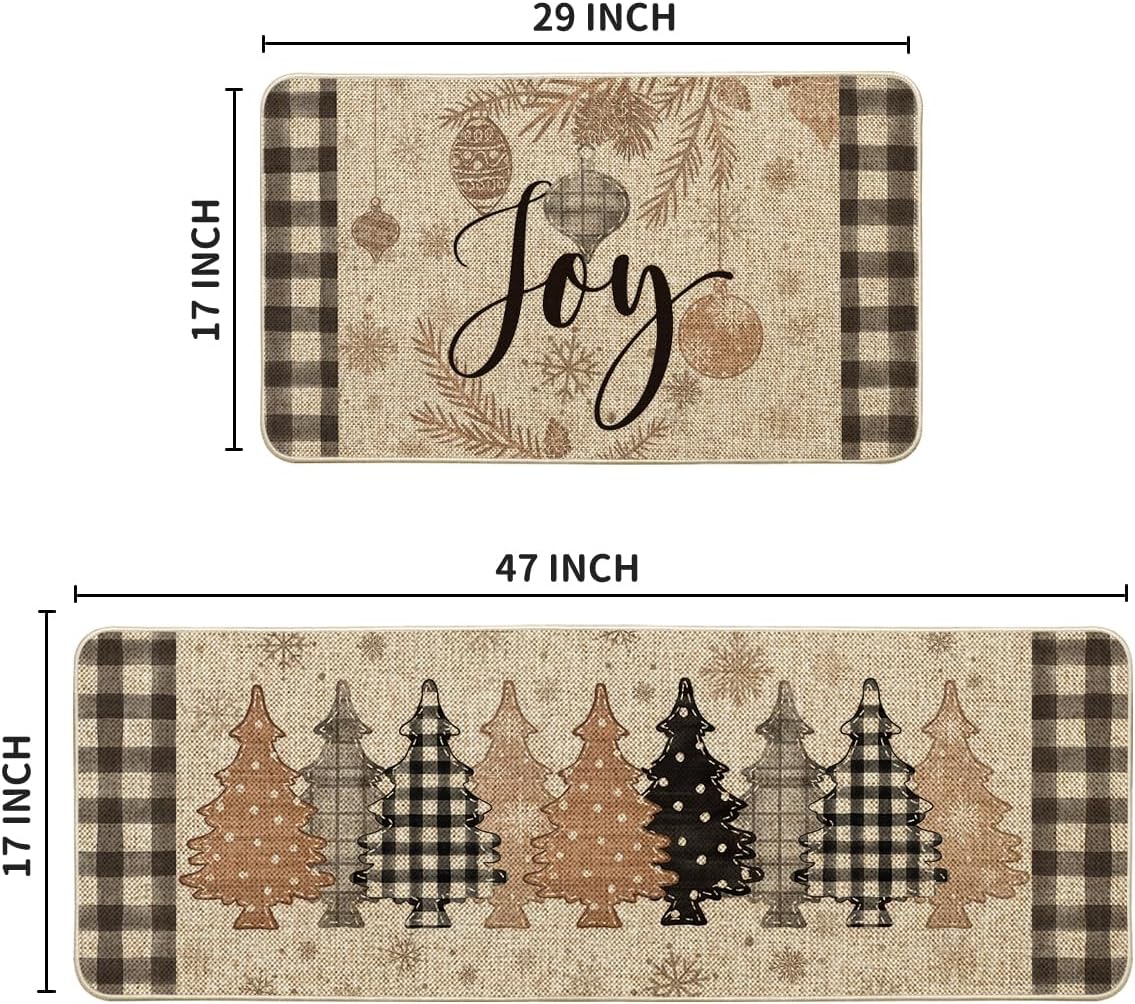 Artoid Mode Juego de 2 tapetes de cocina de Navidad con diseño de copos de nieve, decoración de invierno, alfombras de cocina de bajo perfil para