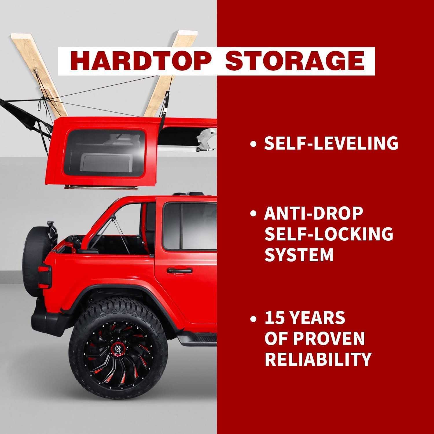 Elevador de extracción de parte superior dura para Jeep Wrangler, compatible con todos los modelos de Jeep Wrangler JK JL, fácil operación para una
