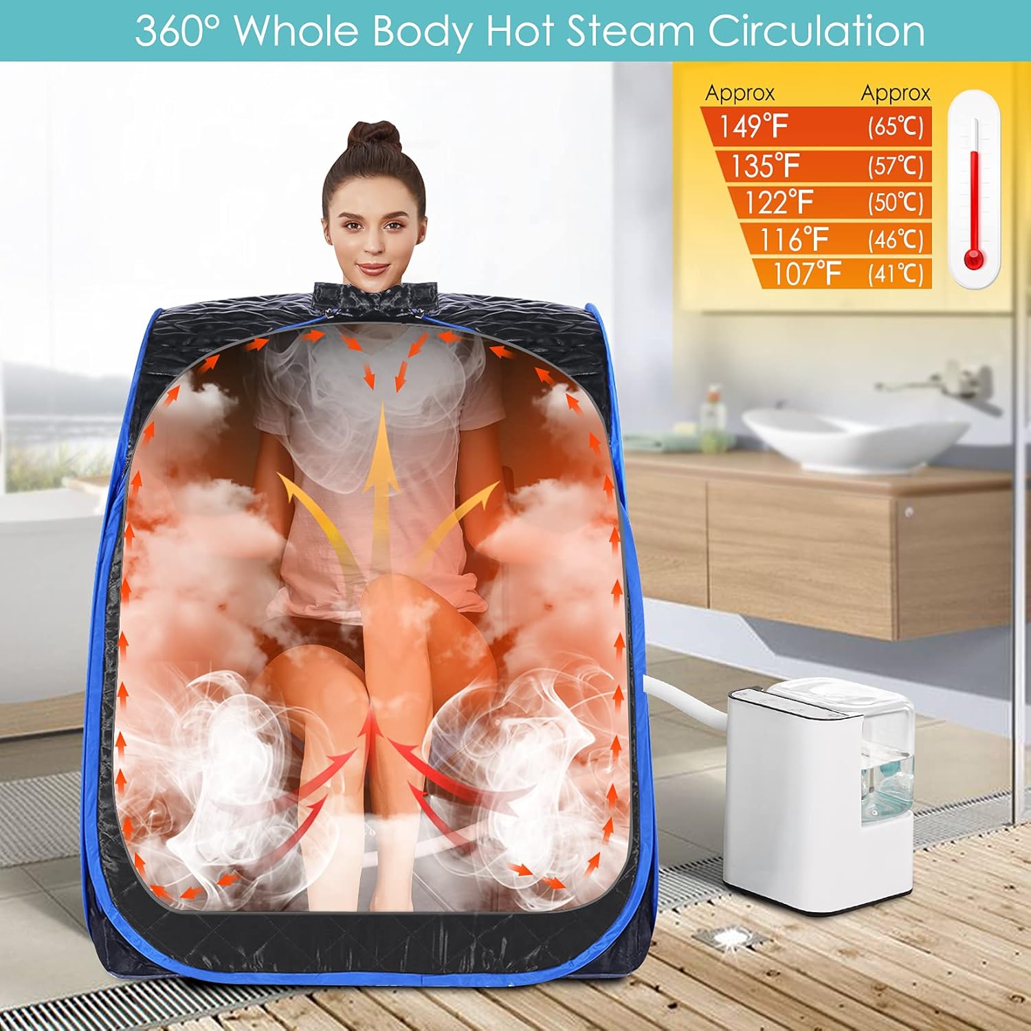 Spa de sauna de vapor portátil con control remoto, temperatura de 9 marchas, temporizador de 60 minutos, función de atomización, tienda de campaña