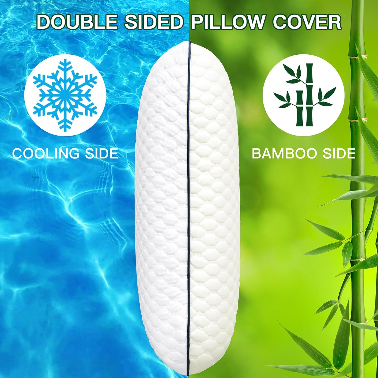 OTOSTAR Almohada de espuma viscoelástica, almohada de cama refrescante y ventilada con funda de almohada refrescante lavable, almohada de espuma