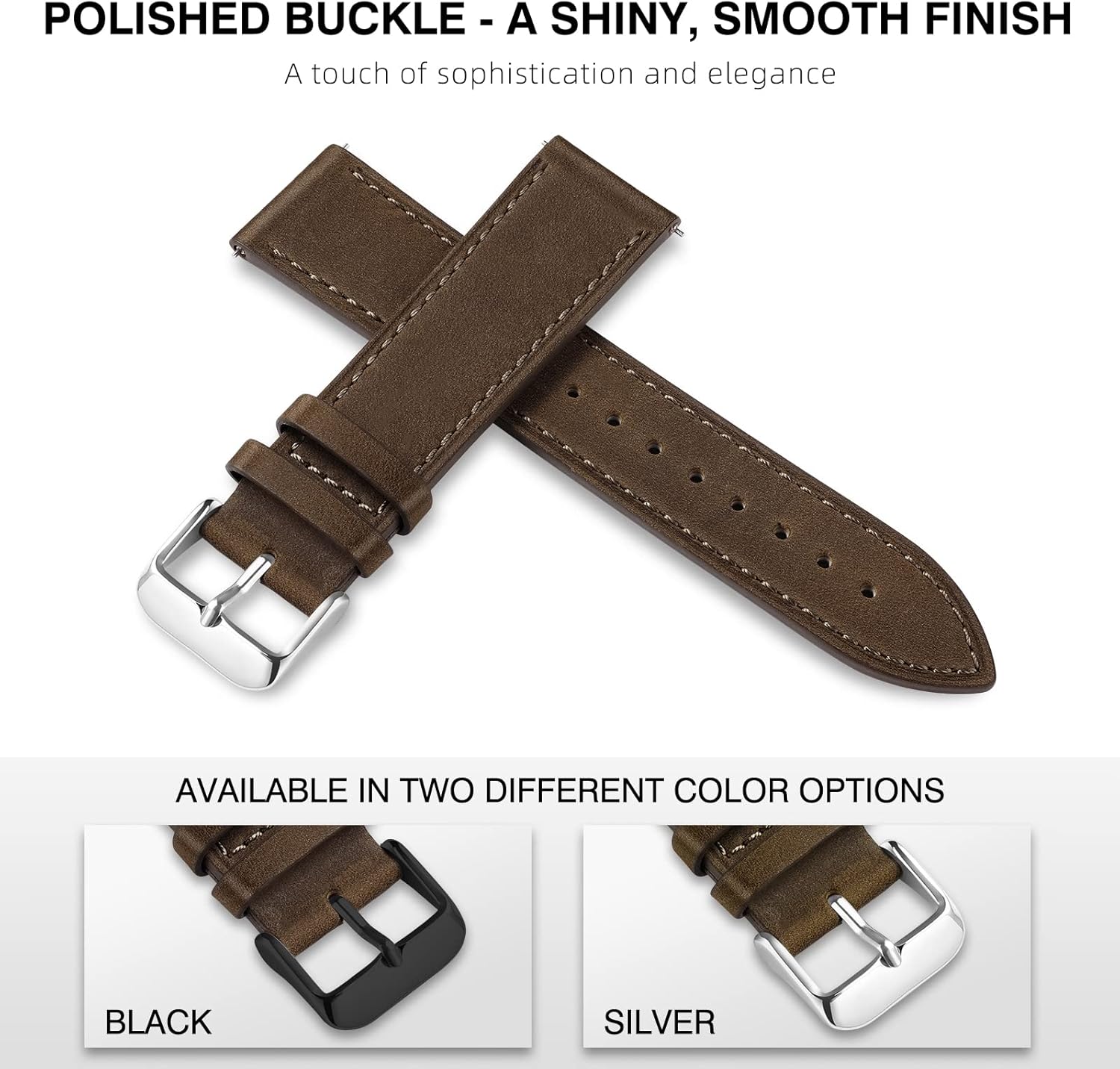 Ritche Correa de reloj de piel de liberación rápida para hombres y mujeres, correa de reloj de 0.709 in, 0.787 in, 0.866 in, compatible con Samsung
