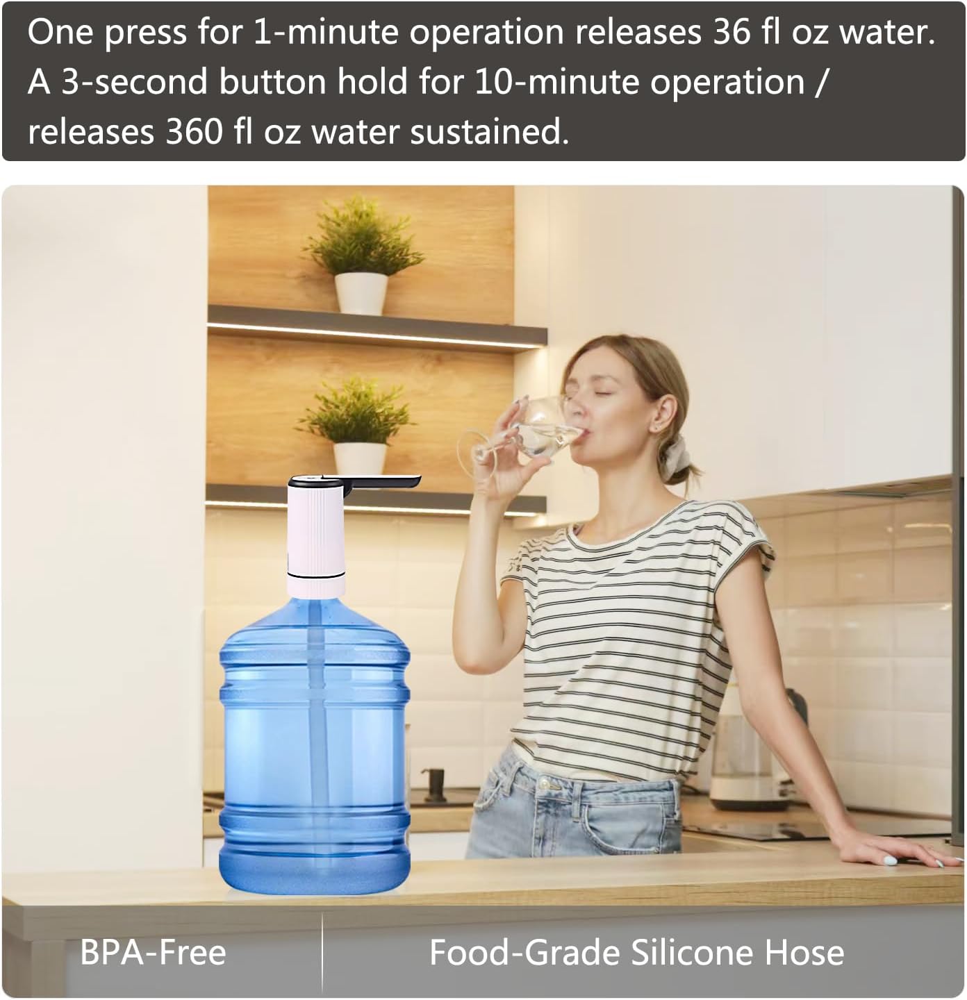 Dispensador de agua potable – Dispensador de enfriador de agua – Bomba de botella de agua portátil para acampar o familia y oficina