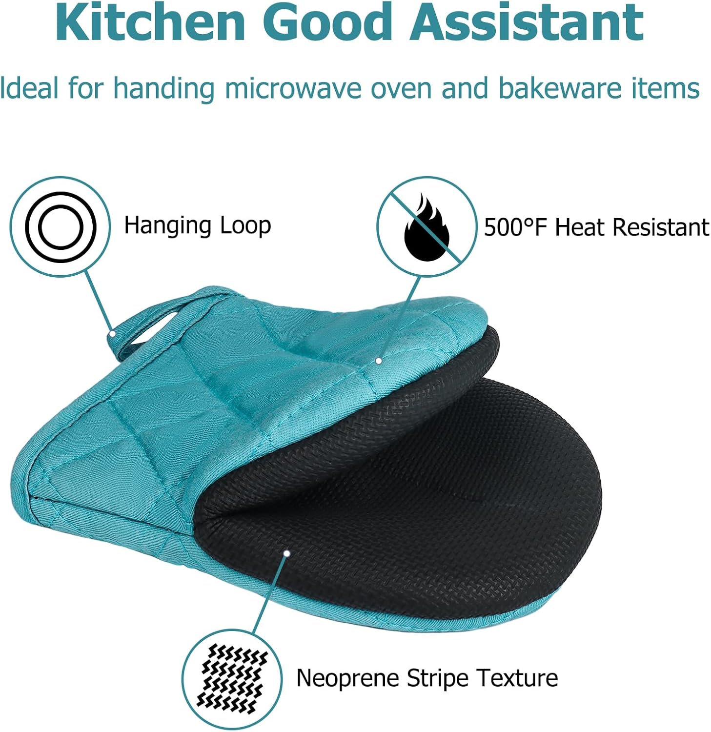 Juego de 4 manoplas de horno y soportes para ollas, mini guantes de cocina de silicona resistentes al calor para 500 grados, mini guantes de horno y