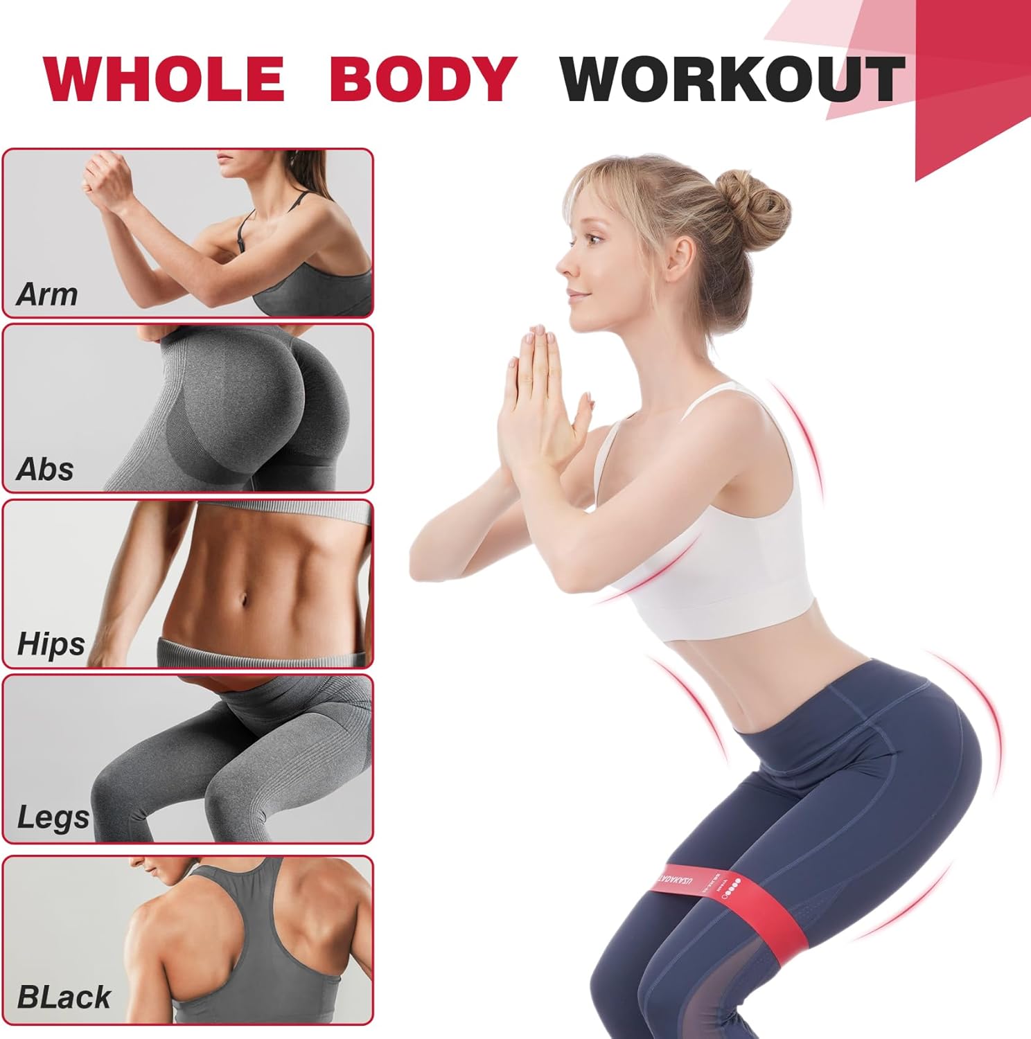 Juego de bandas de resistencia para mujer, correa de yoga no elástica con bucles para estiramiento terapia física, bandas de entrenamiento con 5
