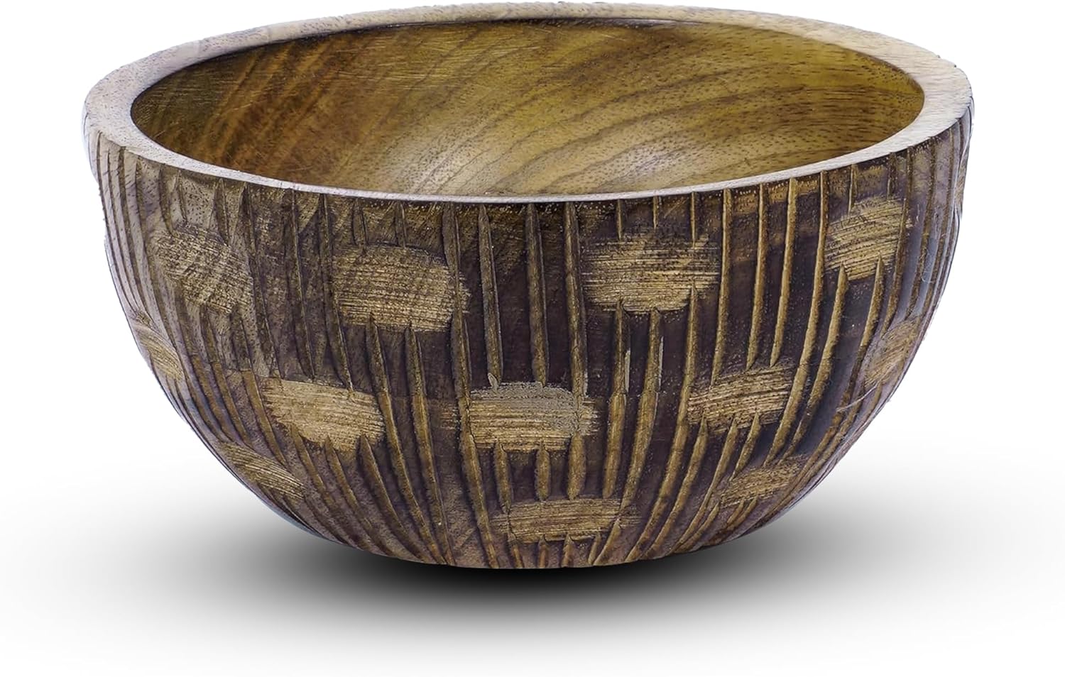 Mela Artisans Cuenco pequeño de madera  Medio quemado  Cuenco pequeño de Zoji Valley  Decoración rústica de granja  Madera de mango  Se adapta a