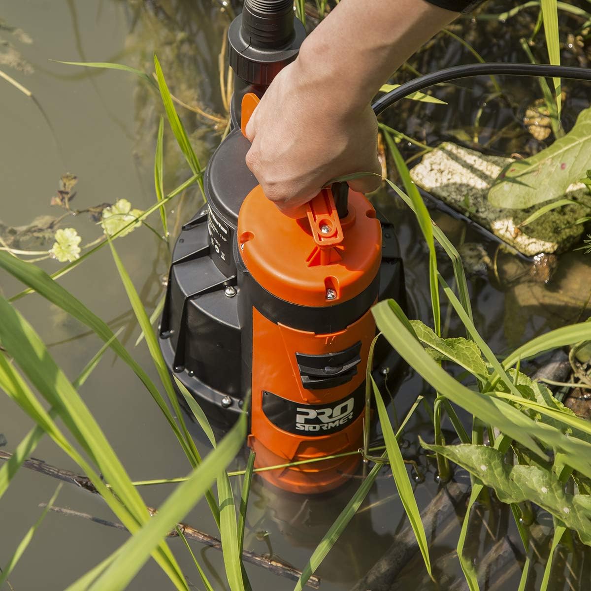 Prostormer Bomba de sumidero, bomba de agua sumergible de 12 HP 2110 GPH, bomba eléctrica portátil con interruptor de flotador integrado para