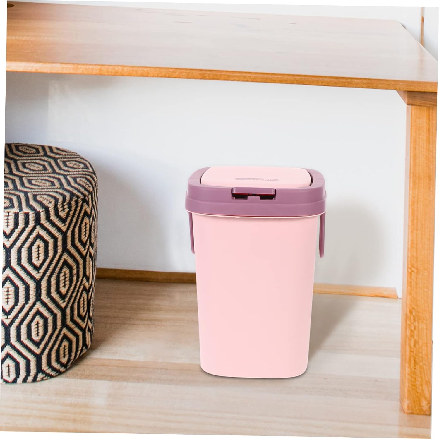 STOBAZA Bote de basura con tapa, papelera con tapa, papelera, cesta de basura, papelera, decoración de escritorio, pedal de basura, contenedor de