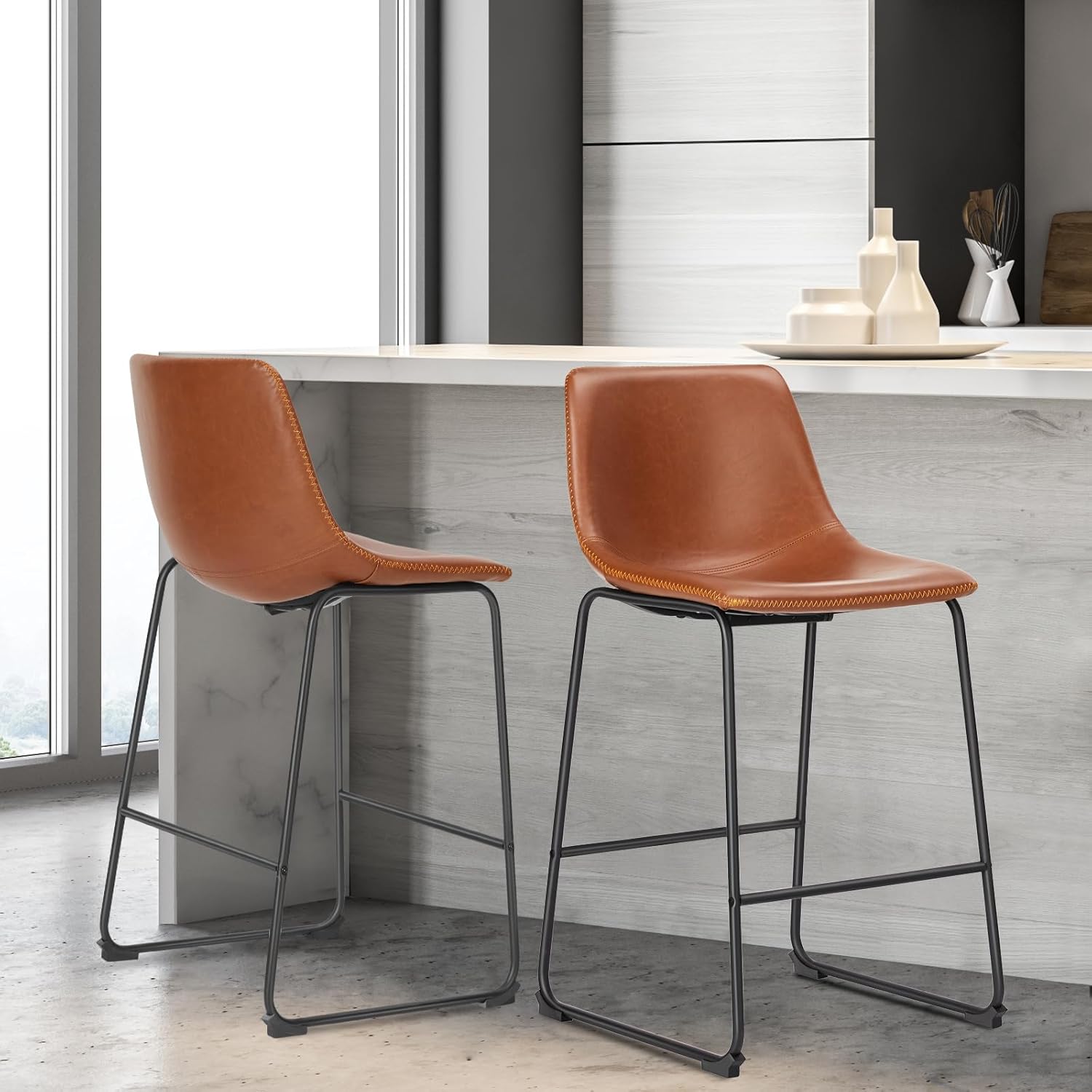 Juego de 4 sillas de comedor, sillas de cocina y comedor, sillas de bar sin brazos de 26 pulgadas, sillas de comedor modernas de mediados de siglo