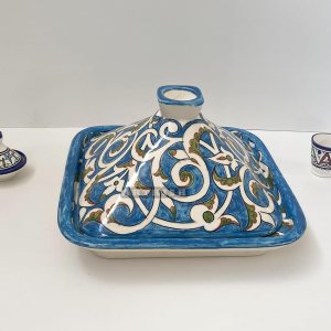 Square Handmade and Hand painted Moroccan Pottery Tagine Pot for Housewarming Gift – Ceramic Pots For Cooking and Stew Casserole Slow Cooker – Square Handmade and Hand painted Moroccan Pottery Tagine Pot for Housewarming Gift – Ceramic Pots For Cooking and Stew Casserole Slow Cooker –