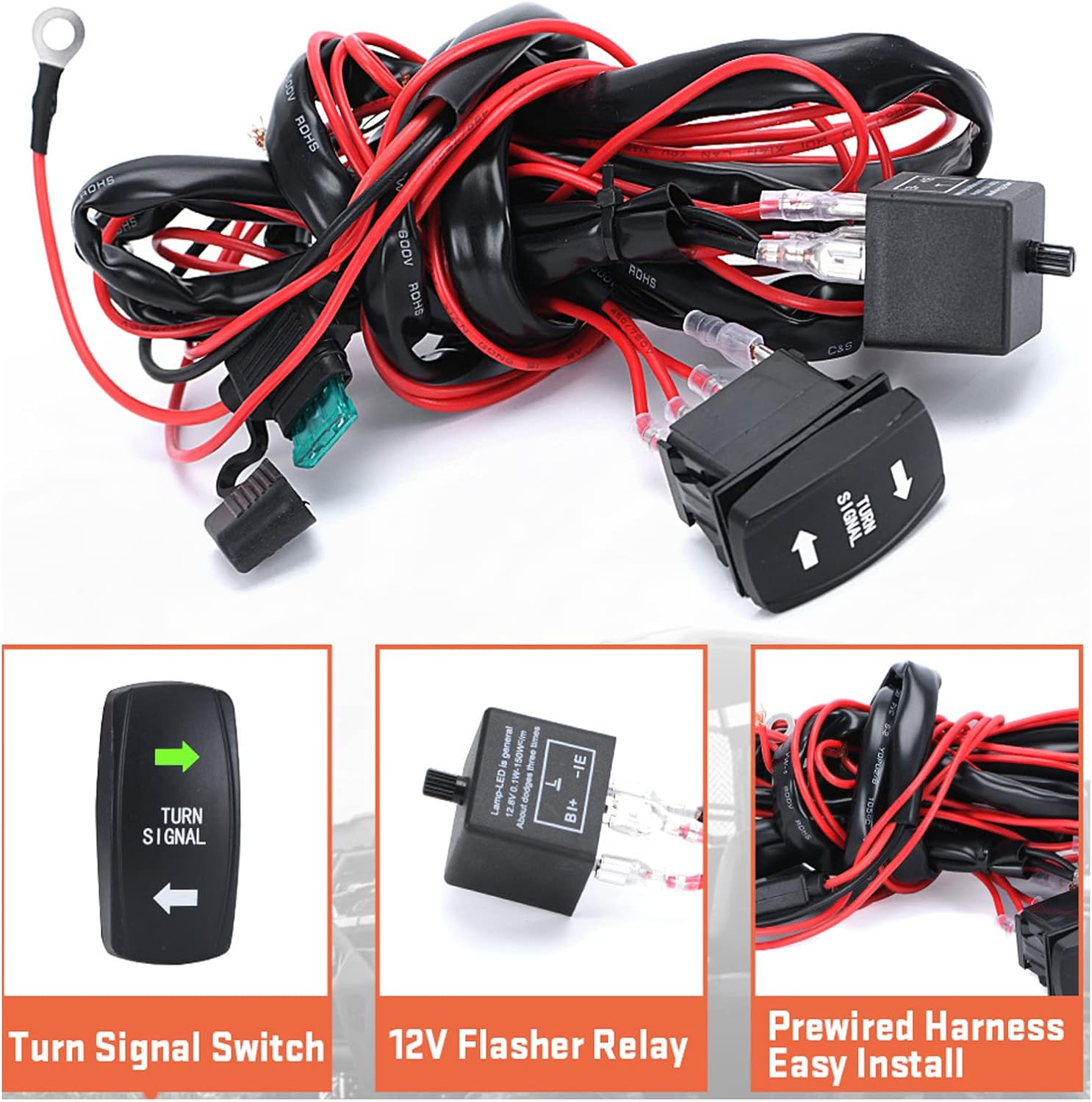 Kit de señal de giro UTV ATV Street Legal Kit con interruptor basculante de señal de giro compatible con Polaris RZR Ranger Turbo Can-am, por lado