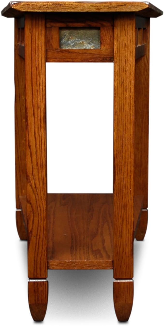Leick – Mesa auxiliar reclinable con cuña de roble rústico