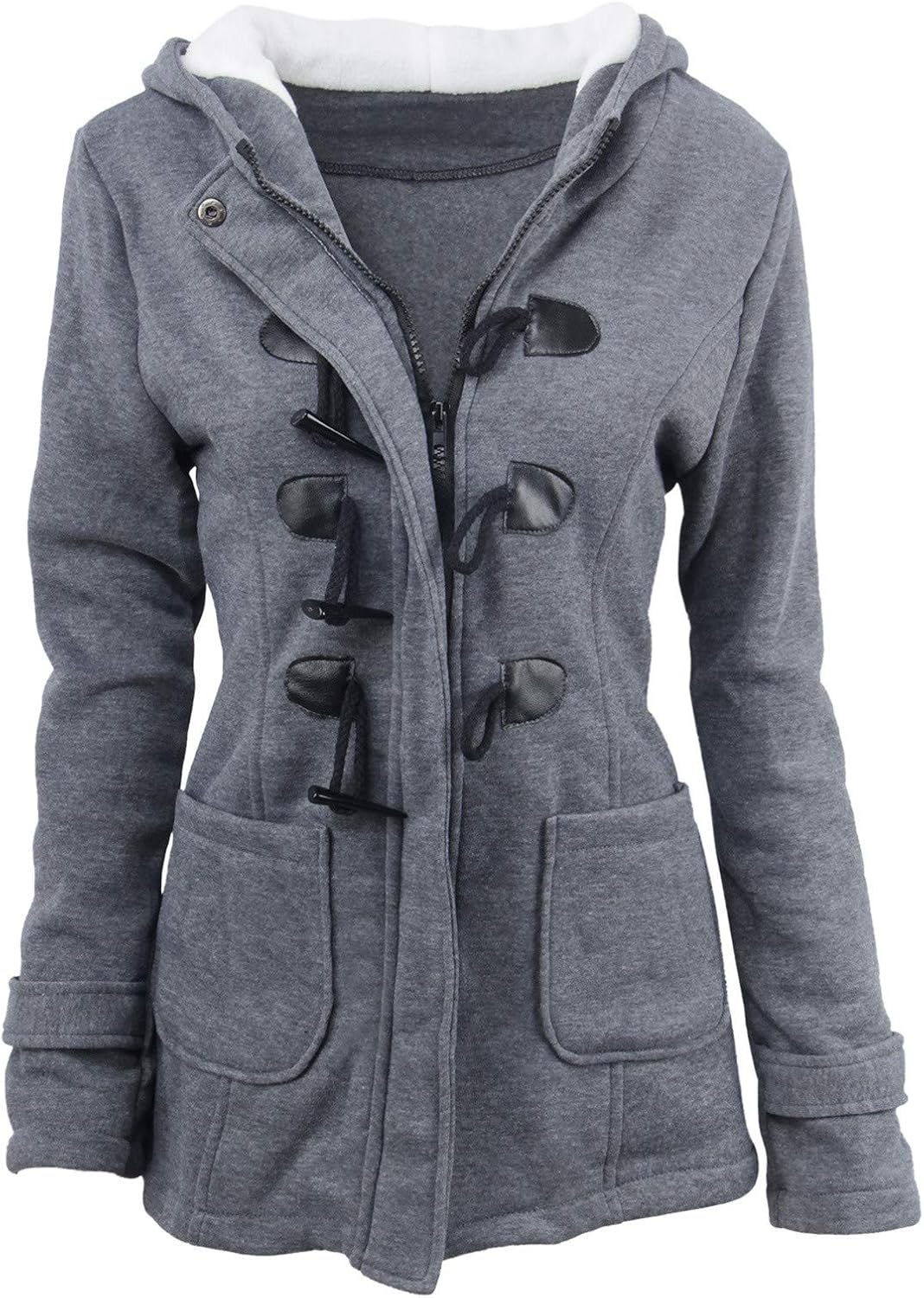 Gabardina de lana para mujer, talla grande, con capucha de piel sintética, doble botonadura, gruesa, con bolsillos, S-6XL