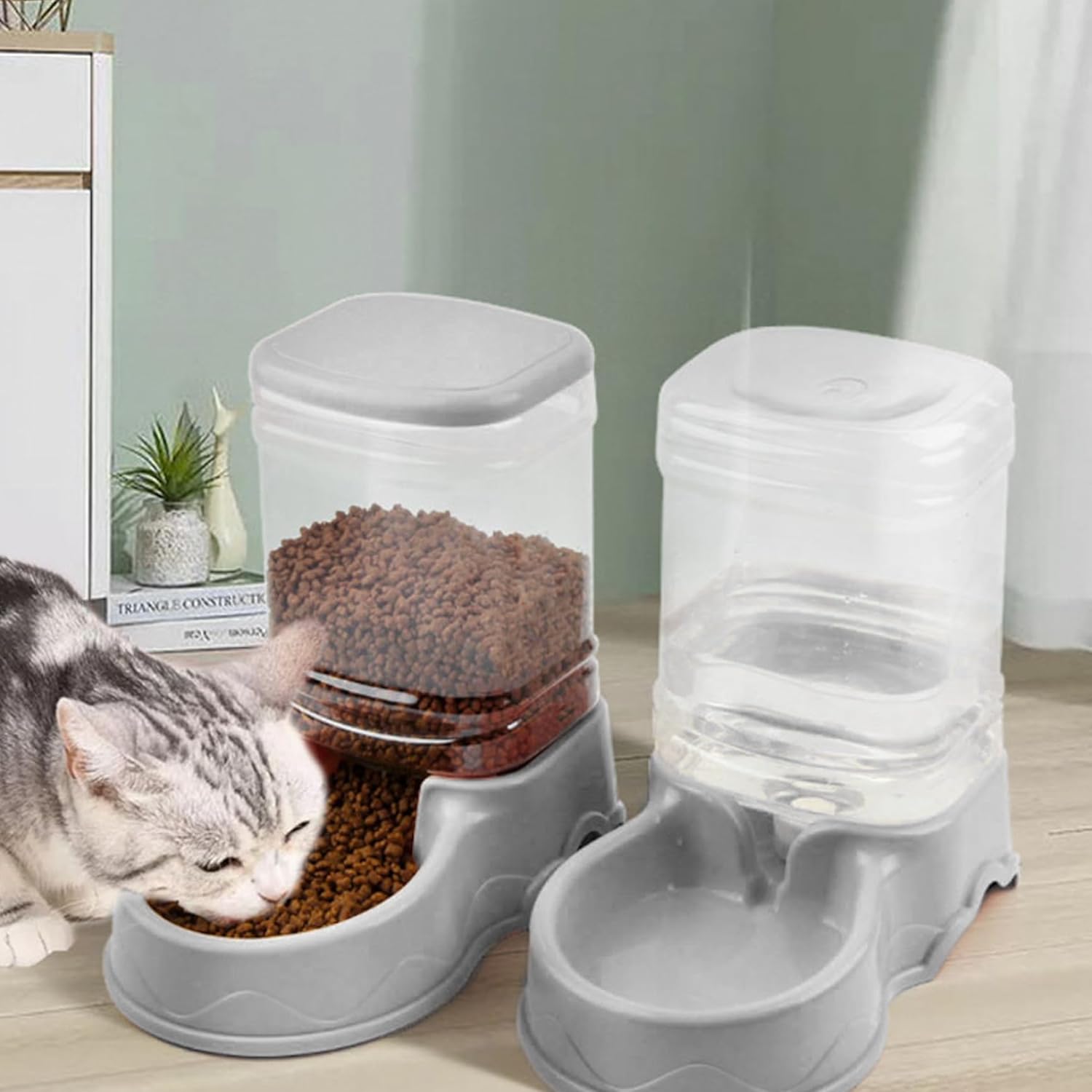 Havamoasa Comedero automático para gatos de 3.5 L, diseño de resorte a prueba de fugas, materiales desmontables y fáciles de limpiar, adecuado para