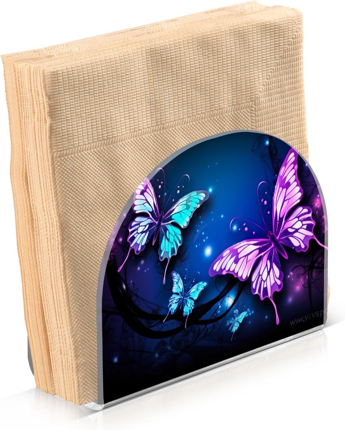 Napkin Holder Purple Butterfly Napkin Holders for Tables, Clear Acrylic Napkin Holders Cocktail Napkin Holder for Kitchen Restaurant Bar Home Decor