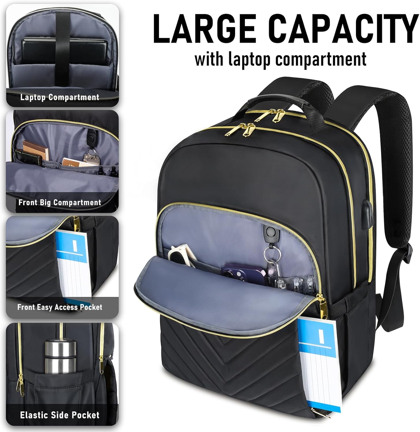 Mochila negra para mujer, mochila escolar para niñas, mochila para libros, bolsa de libros para niños, mochilas escolares para escuela secundaria