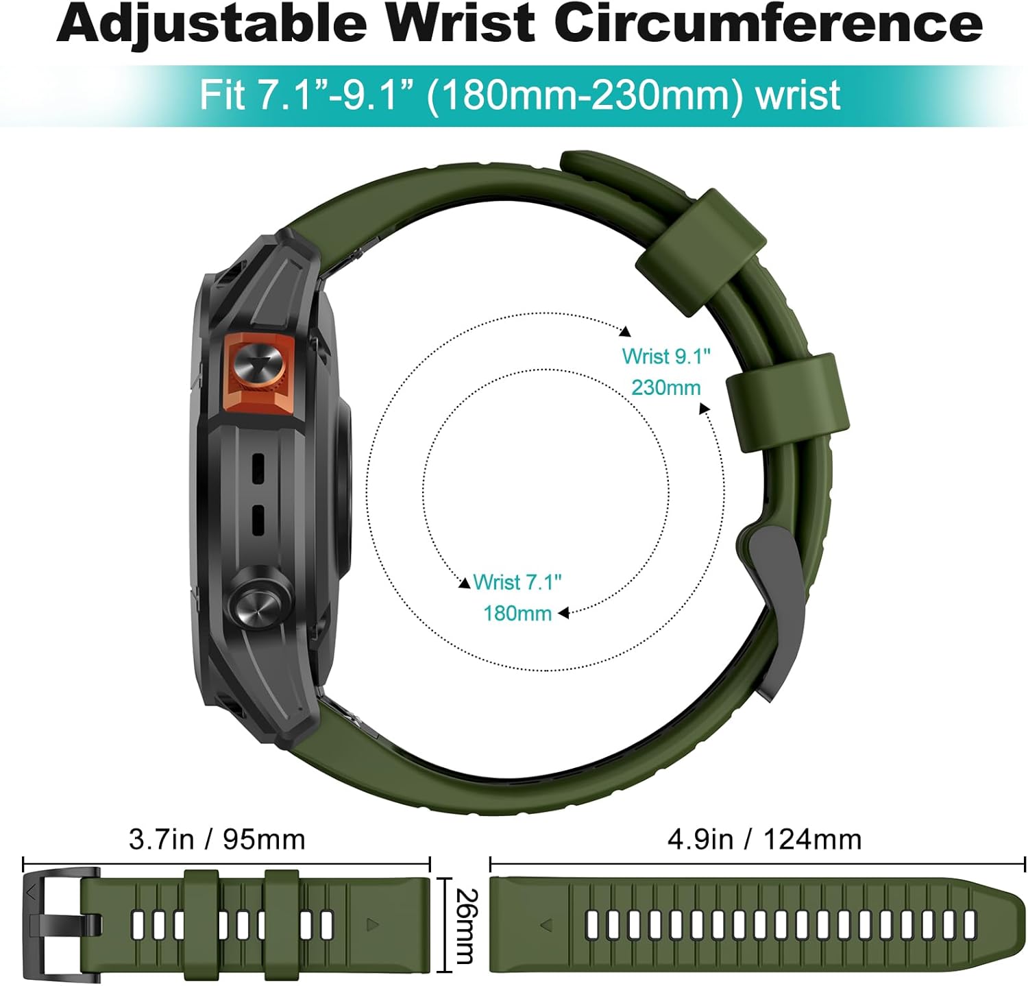 OVERSTEP Correa de reloj para Fenix 7X Pro, bandas de reloj de silicona QuickFit de 1.024 in para Garmin Fenix 7X  Fenix 6X  Fenix 5X  Garmin