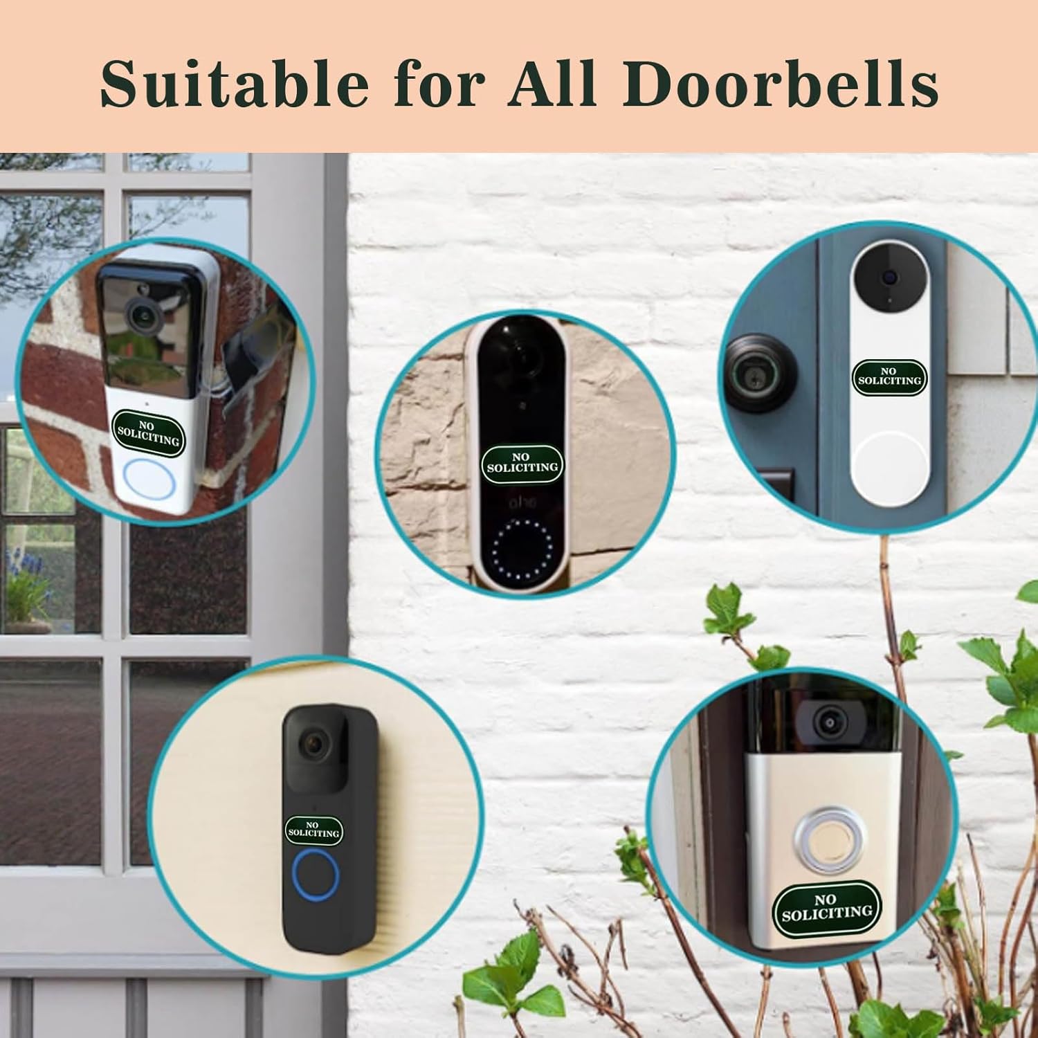 Letrero pequeño de No Soliciting para casa, 6 piezas de letrero de no solicitud, resistente a la intemperie con calcomanías que brillan en la