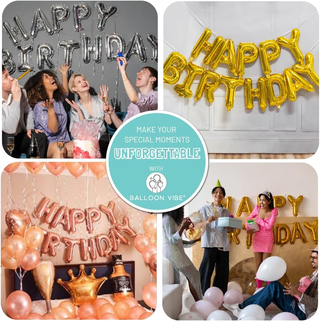 Cartel de globos de feliz cumpleaños, letras de papel de aluminio de Mylar de 16 pulgadas para decoración de cumpleaños, letrero de globos de feliz