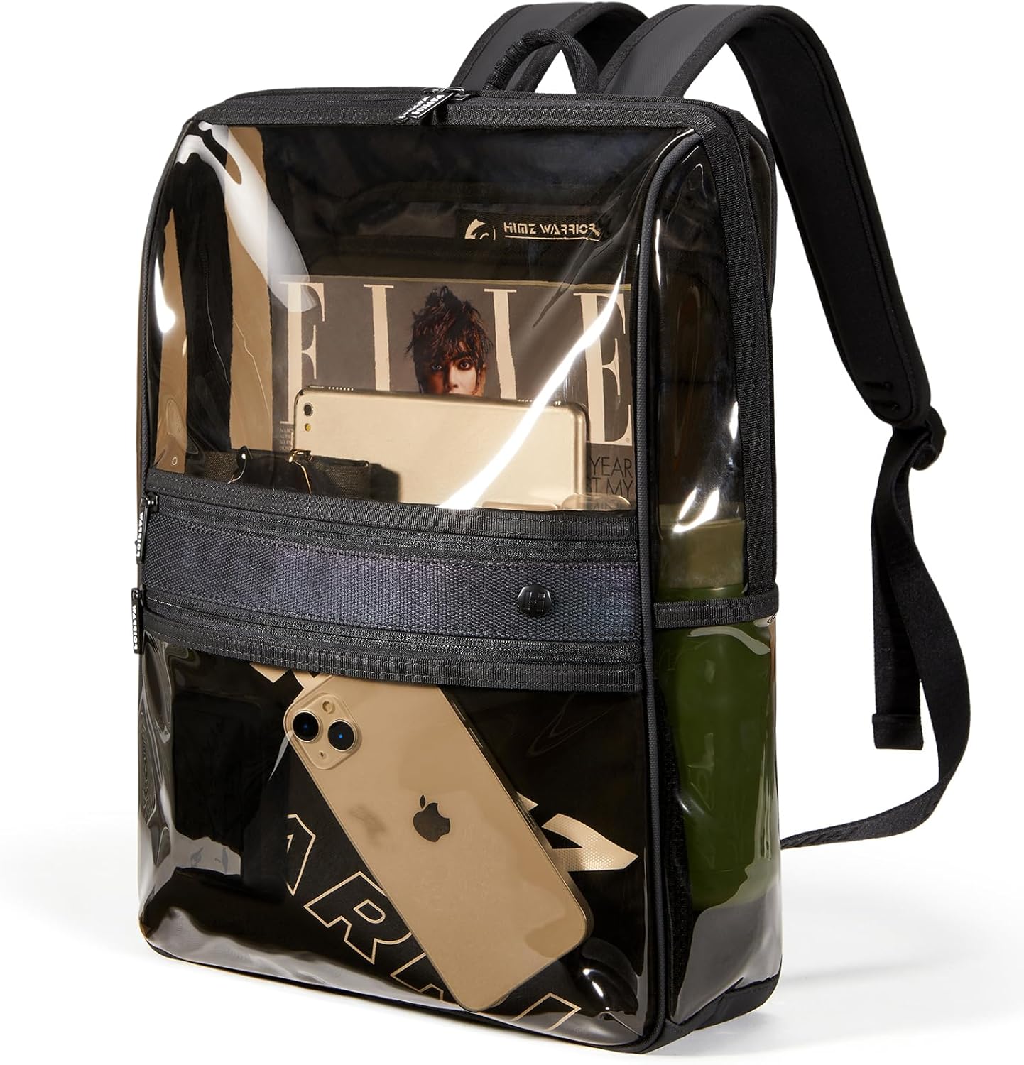 Mochila transparente grande resistente para hombres adultos, mochilas transparentes con bolsa para laptop, mochila transparente de plástico