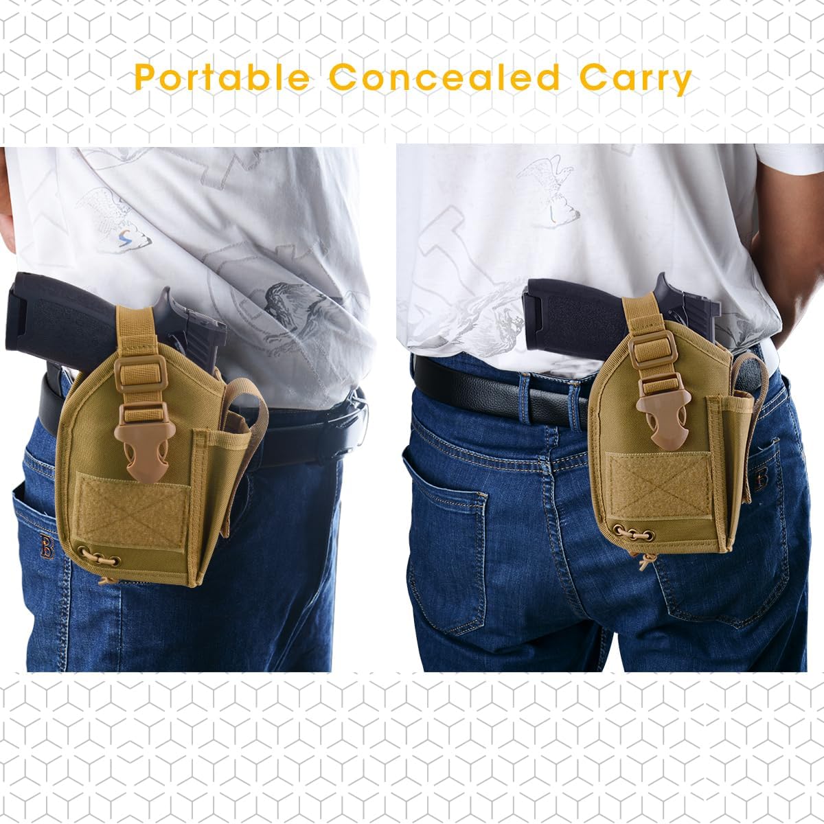 Funda compacta OWB para pistolas con linterna o láser, transporte diario para mano derecha, accesorios universales