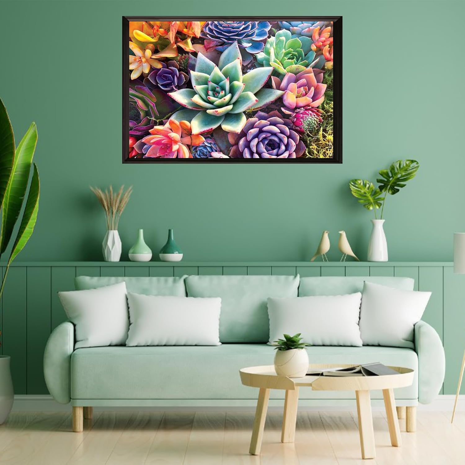Aestalrcus Pintura por números grande para adultos, suculenta acrílica para adultos, kits de pintura por números sobre lienzo, 16 x 24 pulgadas,