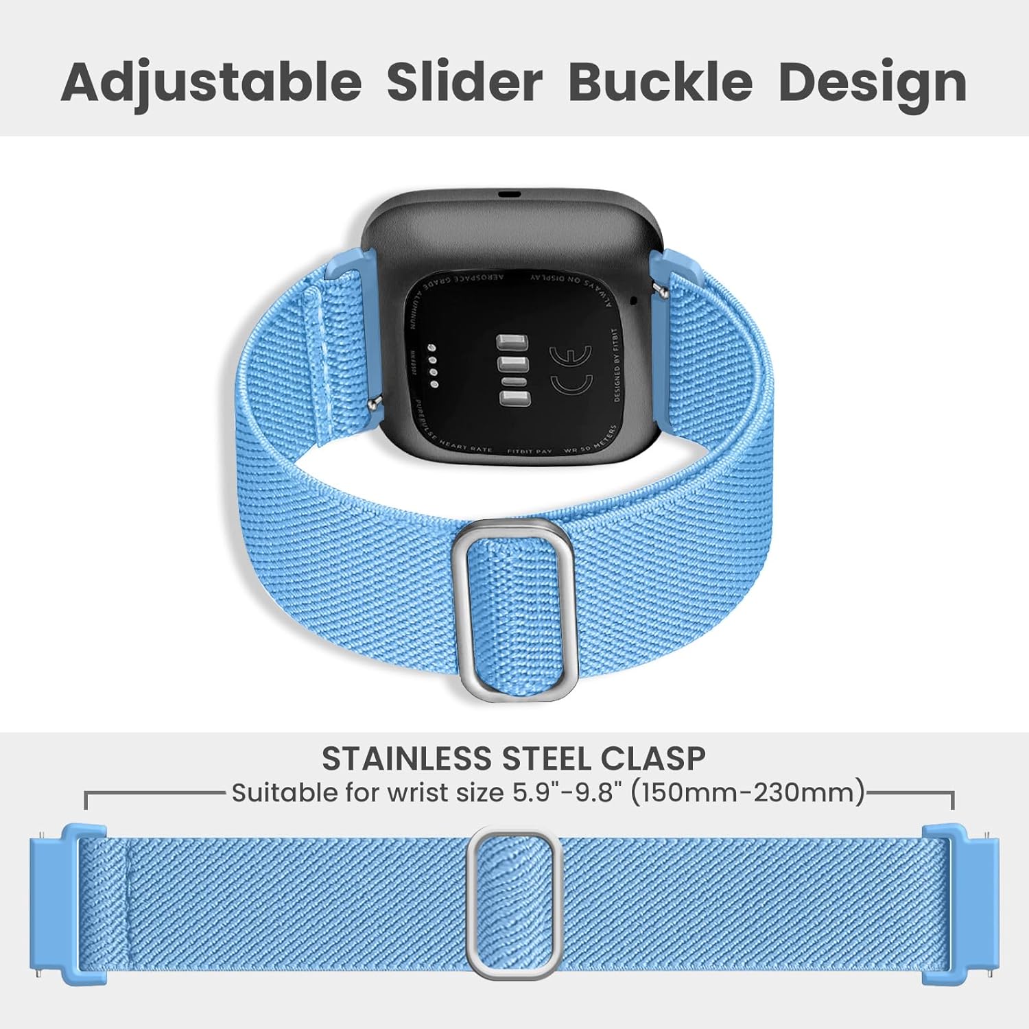 Paquete de 8 bandas elásticas compatibles con Fitbit Versa 2VersaVersa LiteVersa SE para mujeres y hombres, correa trenzada de nailon elástico