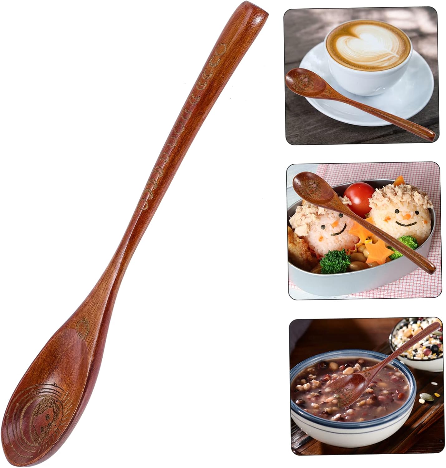 HOMSFOU Cucharas rituales para servir condimentos ensalada Cucharas para Comer Sales de baño Cucharas de sopa Café Lavado Mini Naturaleza Mini